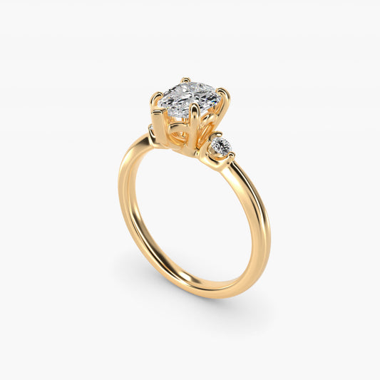 Dainty Diamond Engagement Ring in 18k Yellow Gold (1/10 ct. tw.) - Pear Center