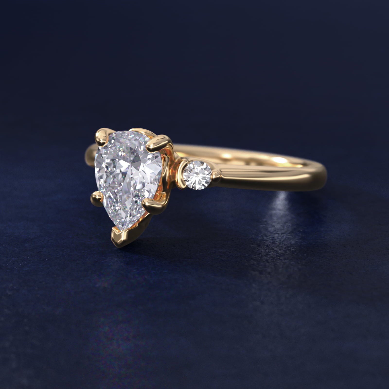 Dainty Diamond Engagement Ring in 14k Yellow Gold (1/10 ct. tw.) - Pear Center