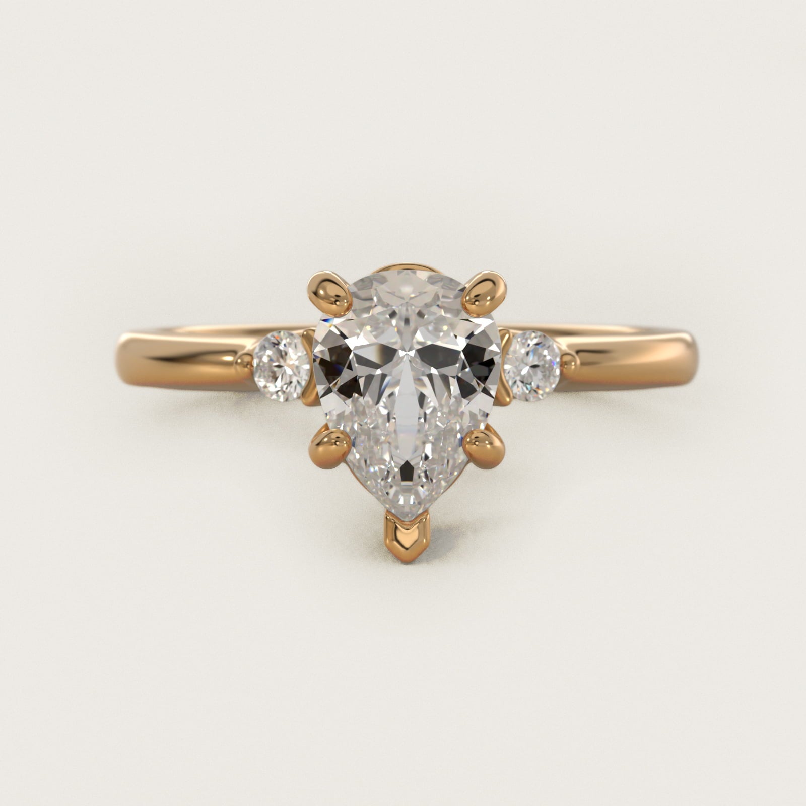 Dainty Diamond Engagement Ring in 14k Yellow Gold (1/10 ct. tw.) - Pear Center