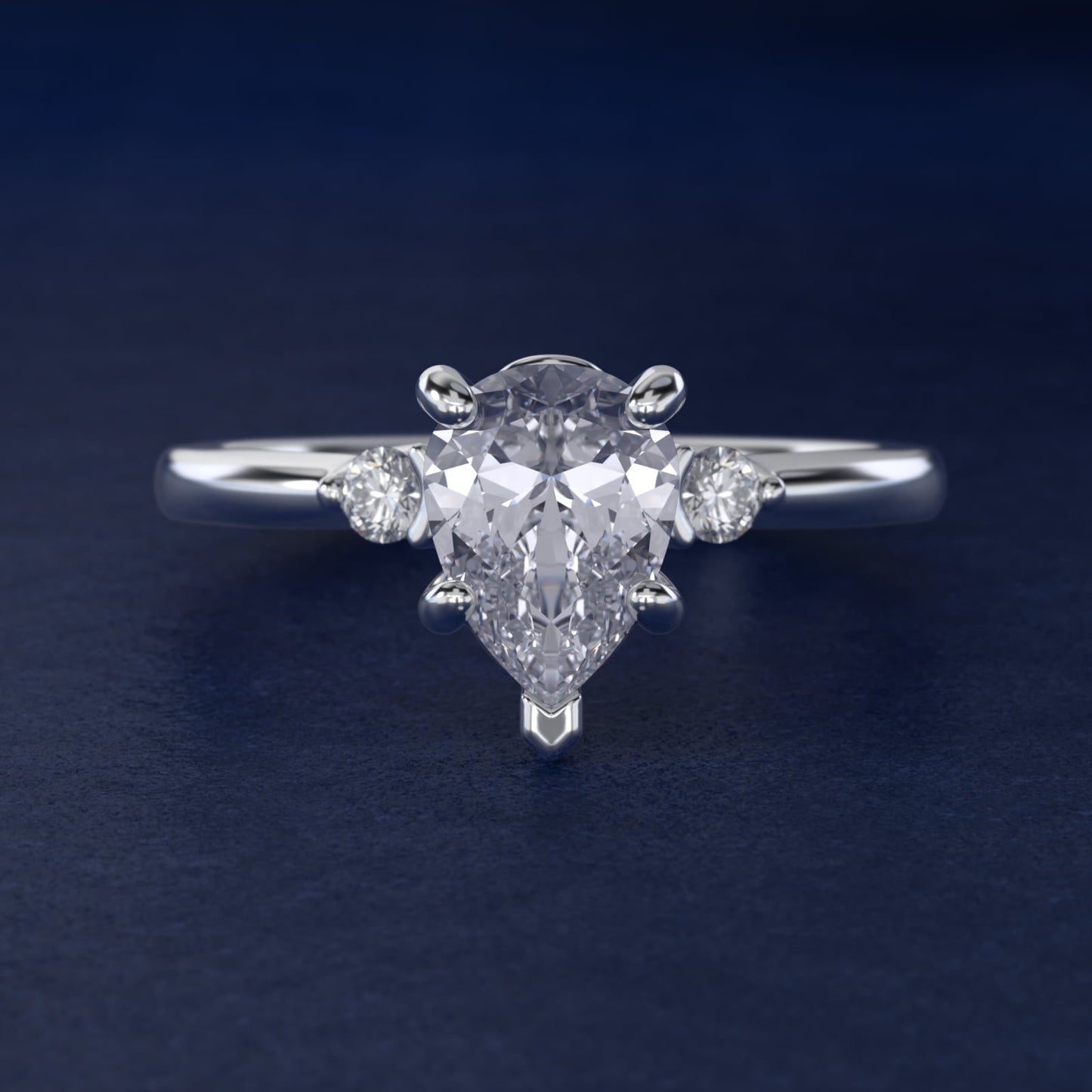Dainty Diamond Engagement Ring in Platinum (1/10 ct. tw.) - Pear Center