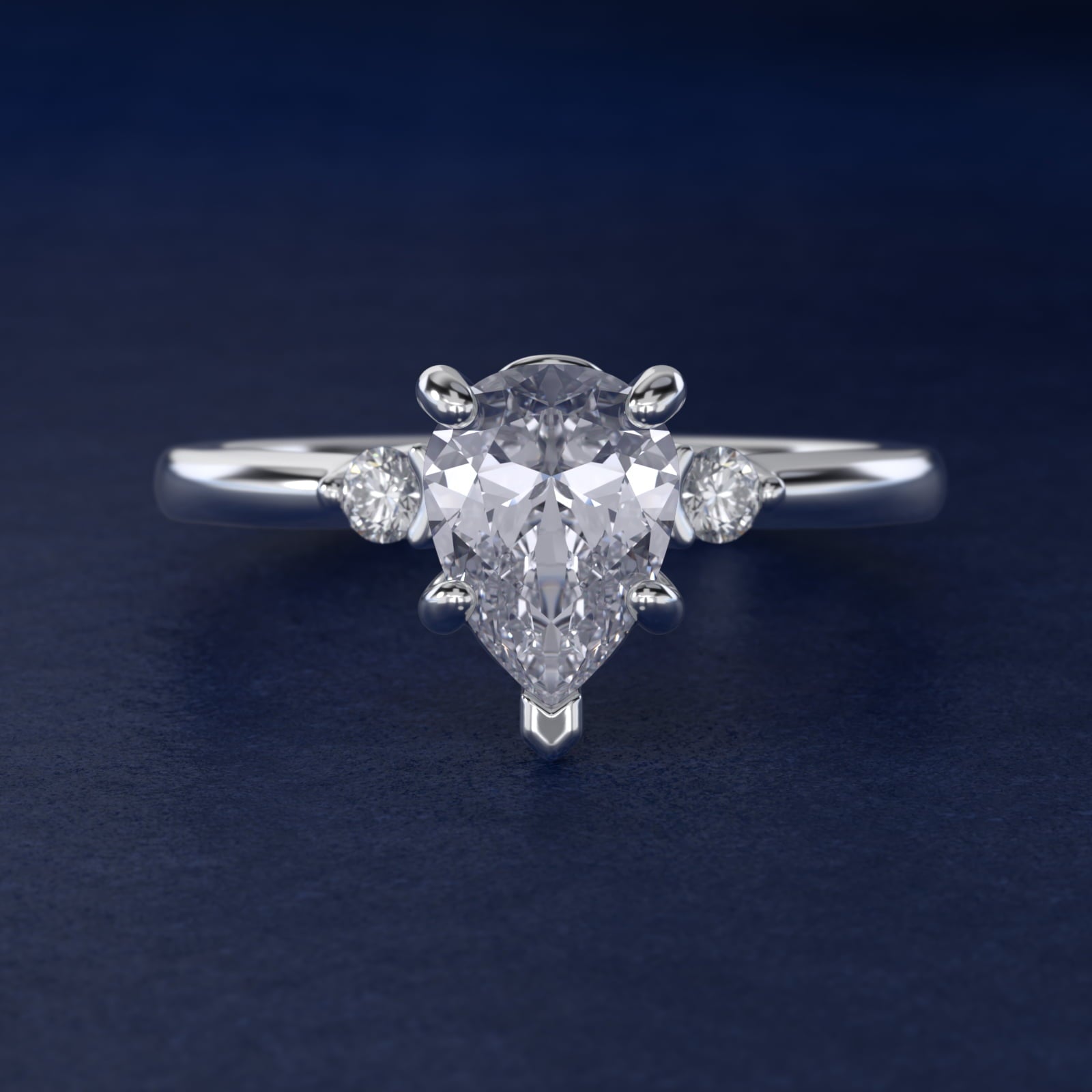 Dainty Diamond Engagement Ring in Platinum (1/10 ct. tw.) - Pear Center