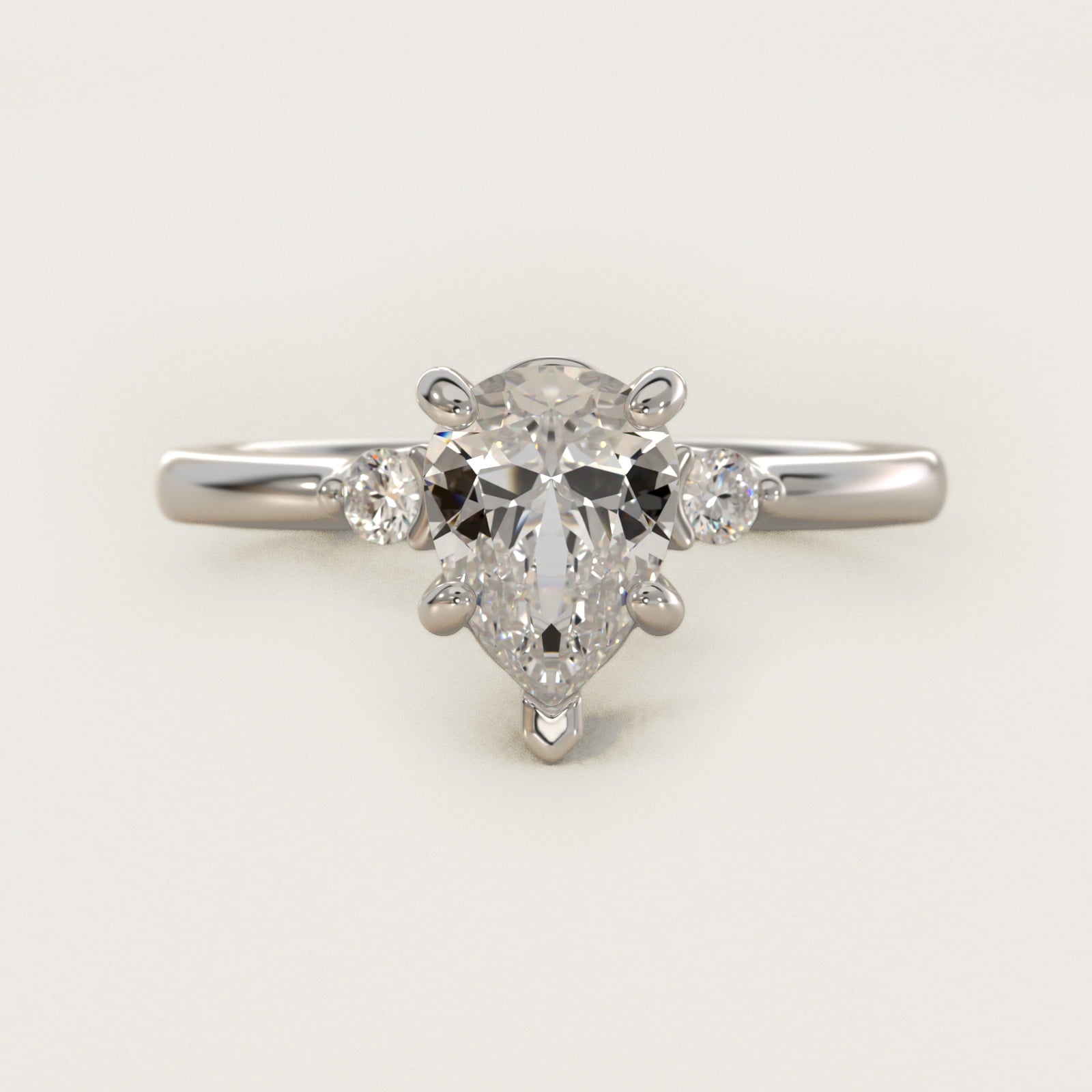 Dainty Diamond Engagement Ring in Platinum (1/10 ct. tw.) - Pear Center