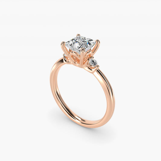 Dainty Diamond Engagement Ring in 14k Rose Gold (1/10 ct. tw.) - Princess Center