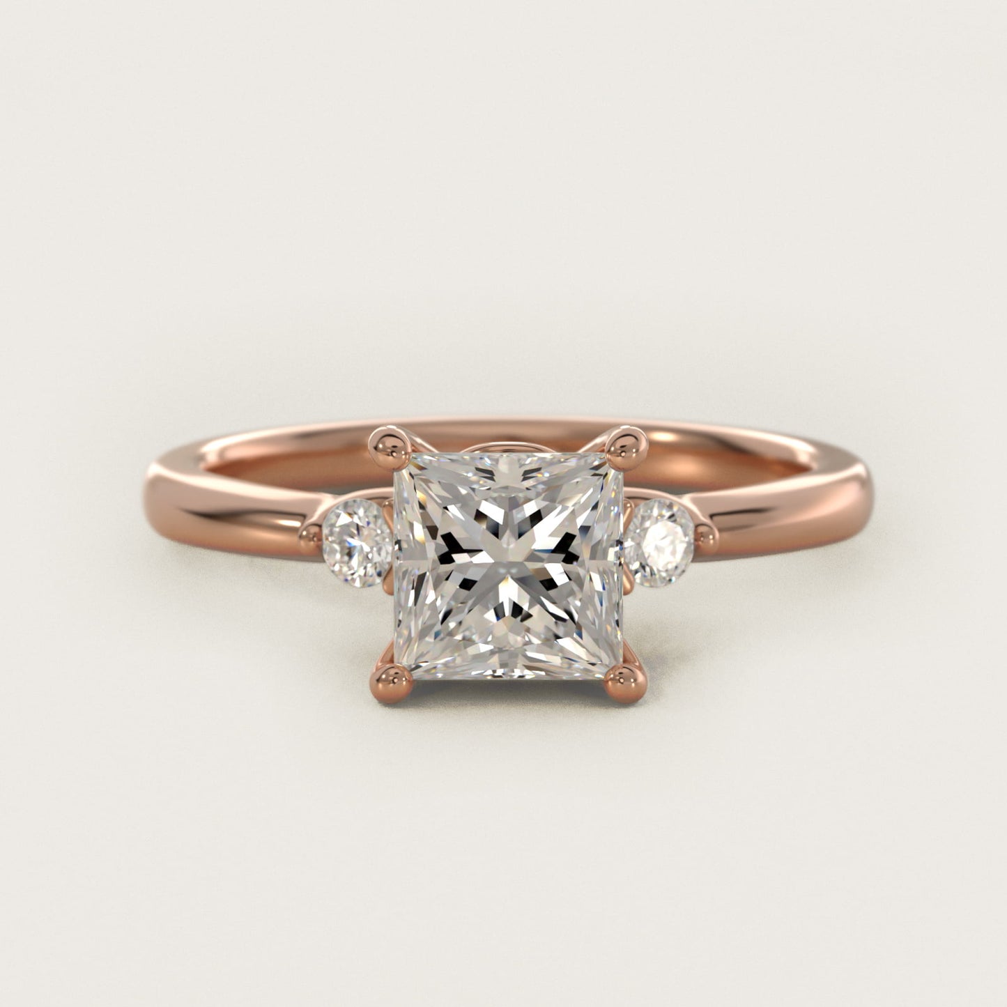 Dainty Diamond Engagement Ring in 18k Rose Gold (1/10 ct. tw.) - Princess Center