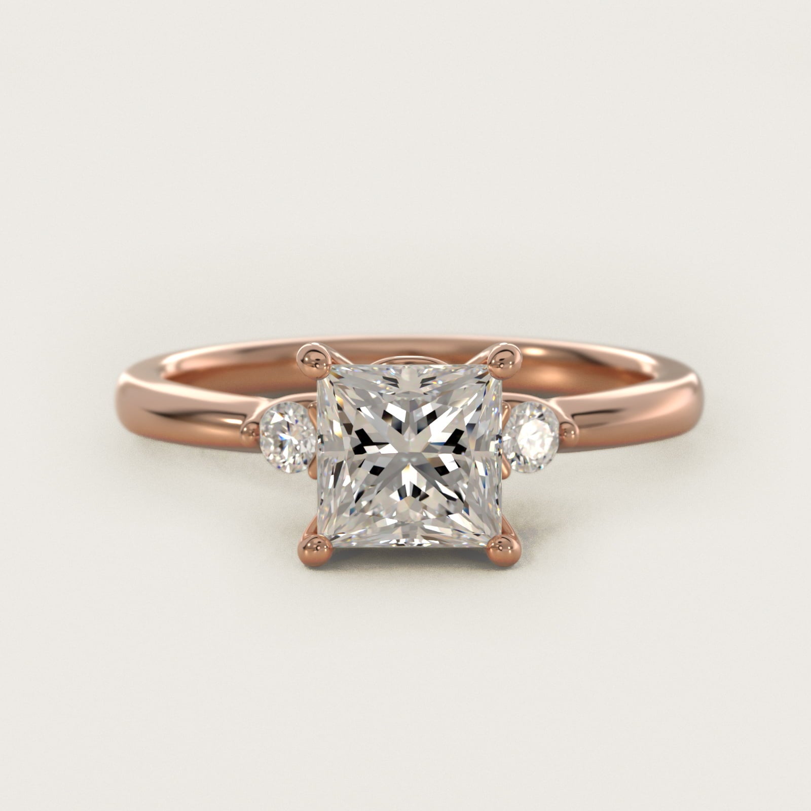 Dainty Diamond Engagement Ring in 18k Rose Gold (1/10 ct. tw.) - Princess Center