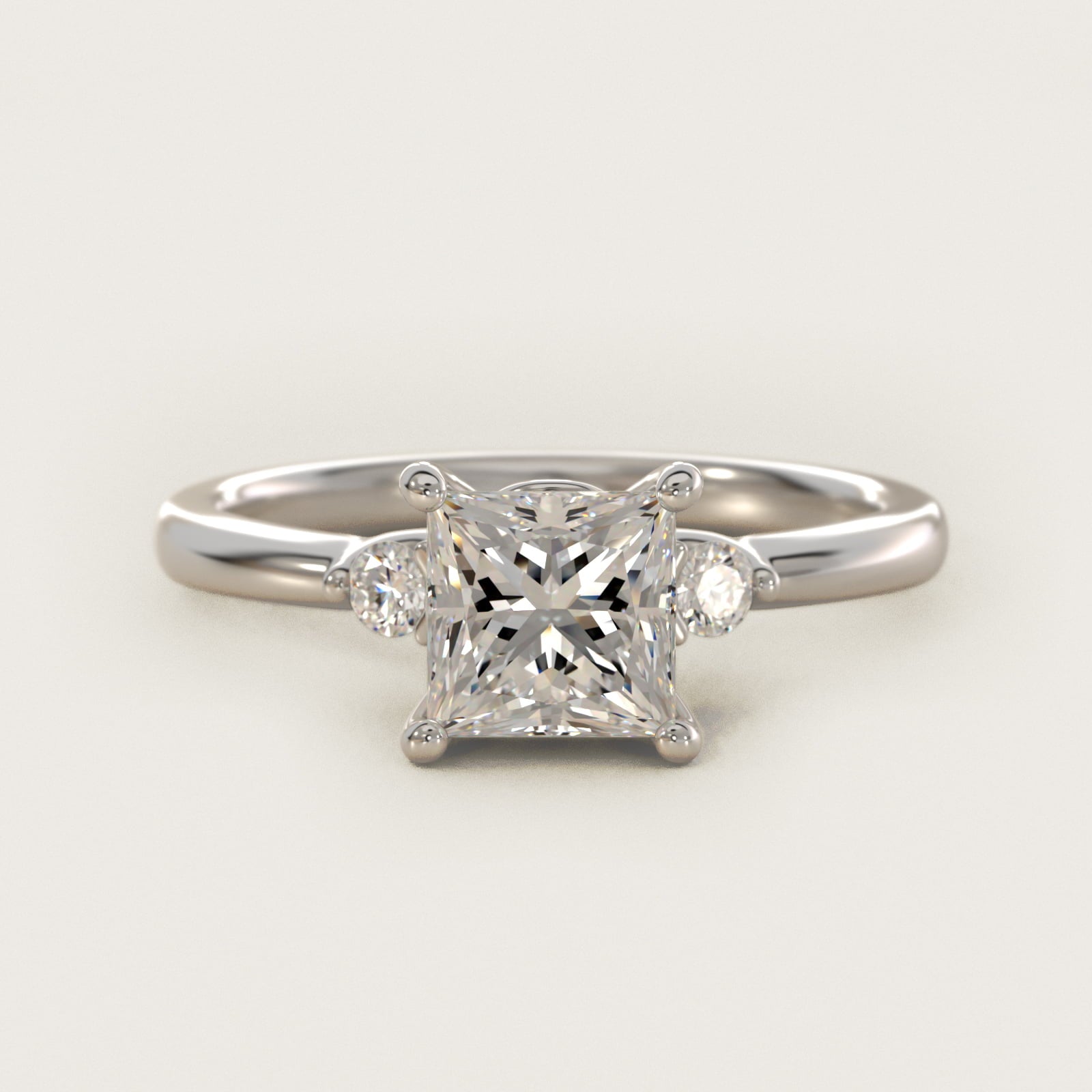 Dainty Diamond Engagement Ring in 14k White Gold (1/10 ct. tw.) - Princess Center