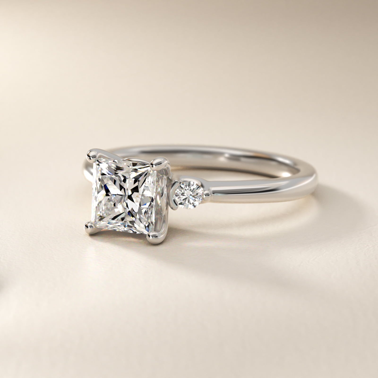 Dainty Diamond Engagement Ring in 14k White Gold (1/10 ct. tw.) - Princess Center