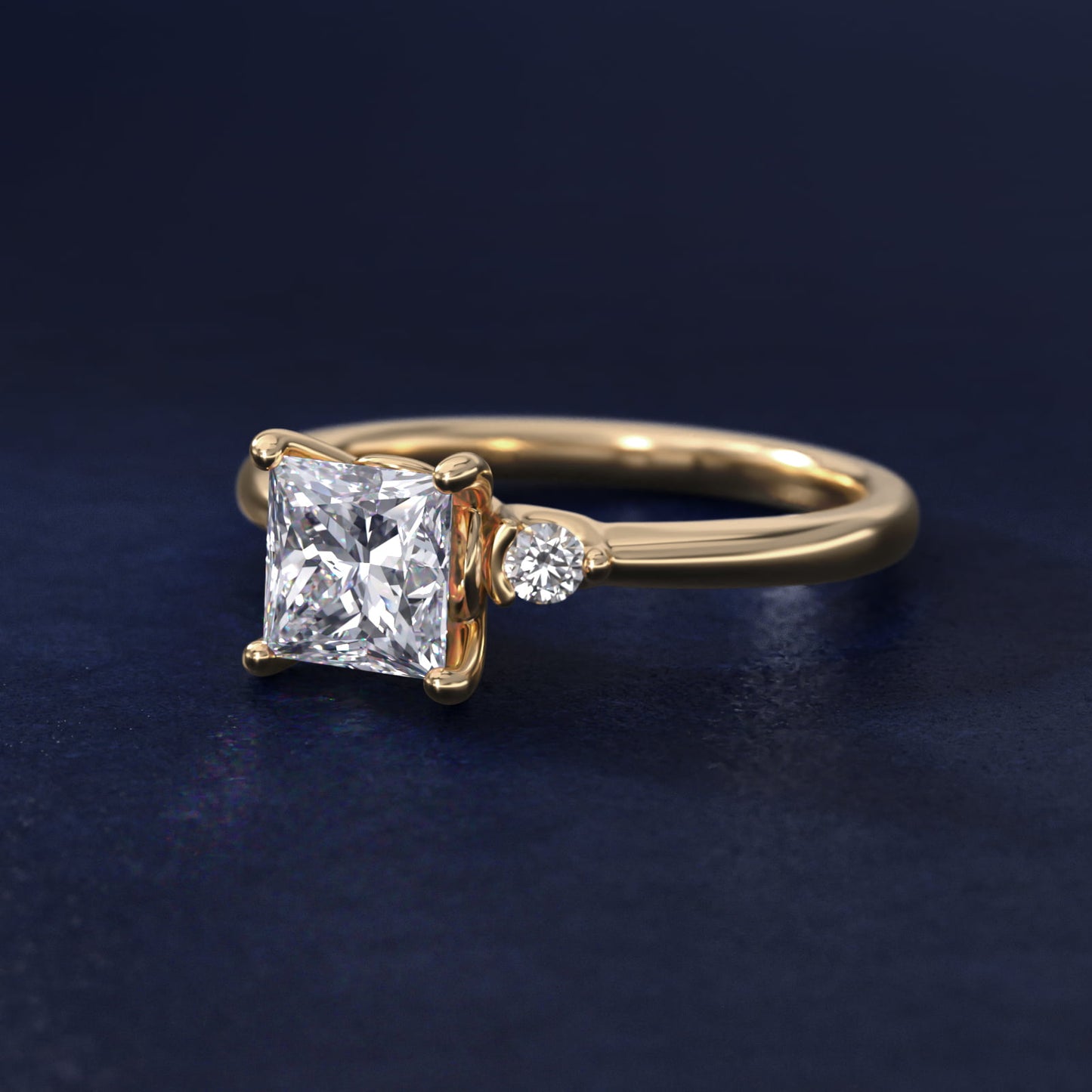 Dainty Diamond Engagement Ring in 18k Yellow Gold (1/10 ct. tw.) - Princess Center