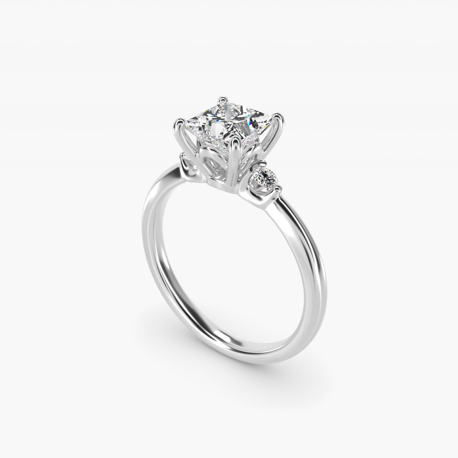 Dainty Diamond Engagement Ring in Platinum (1/10 ct. tw.) - Princess Center