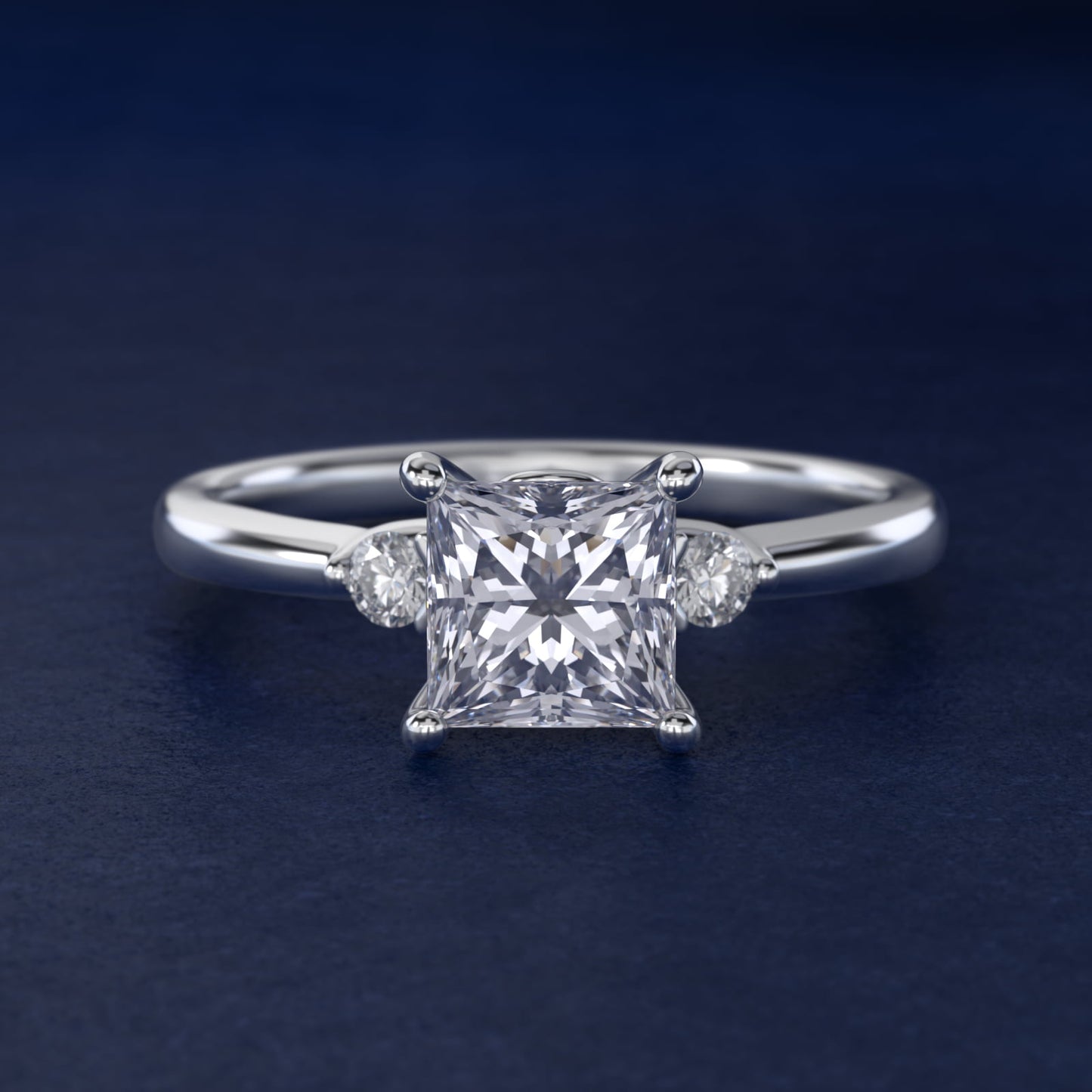 Dainty Diamond Engagement Ring in Platinum (1/10 ct. tw.) - Princess Center