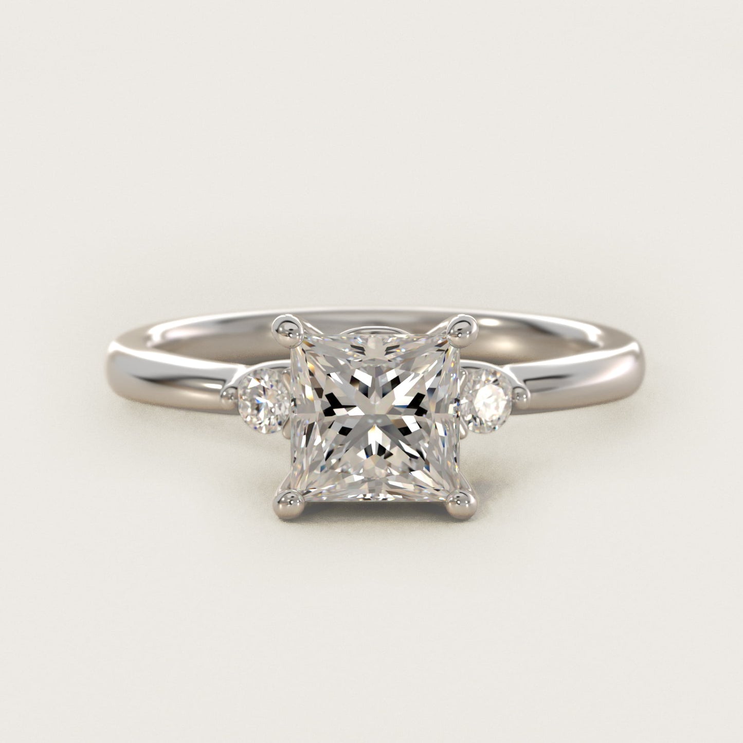 Dainty Diamond Engagement Ring in Platinum (1/10 ct. tw.) - Princess Center