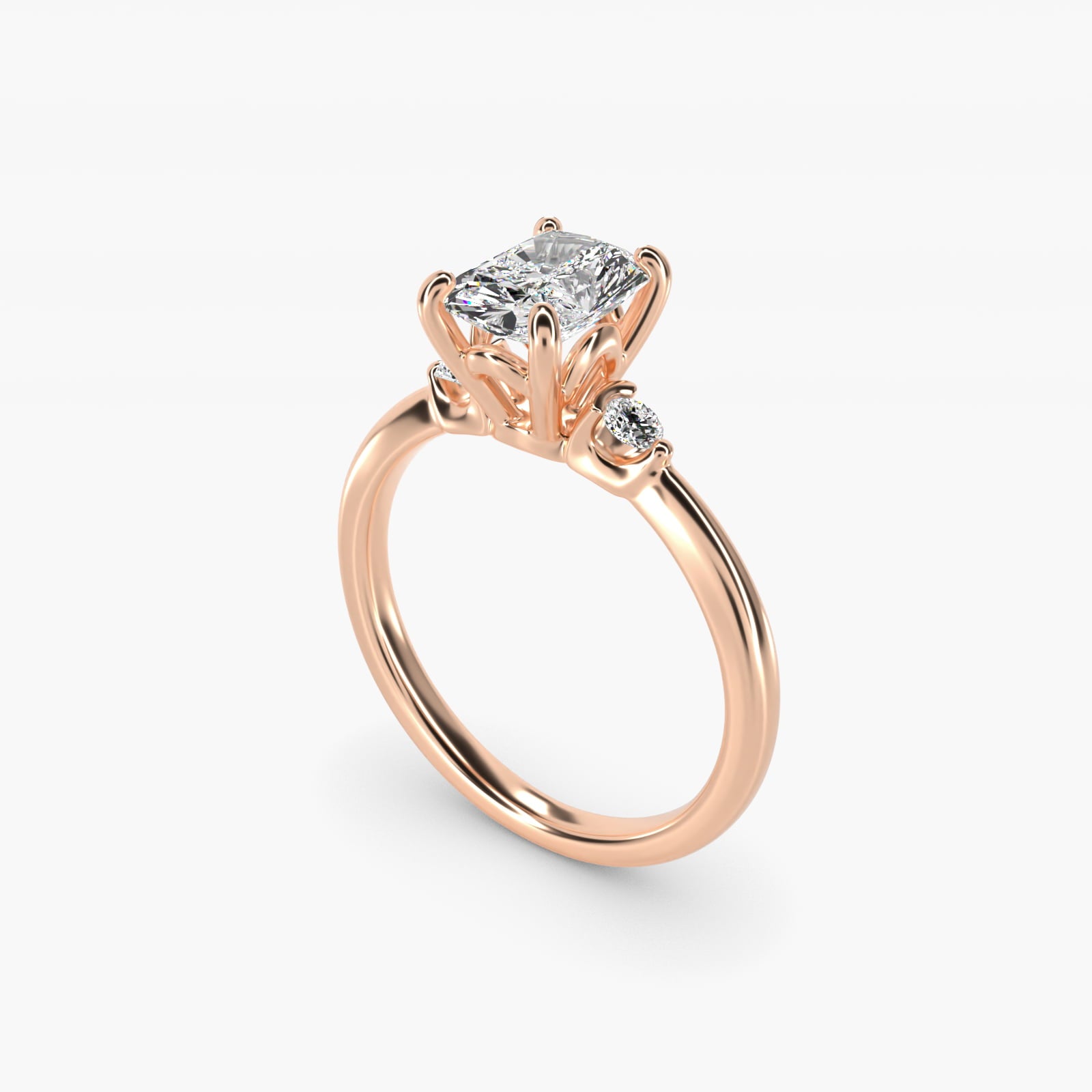 Dainty Diamond Engagement Ring in 14k Rose Gold (1/10 ct. tw.) - Radiant Center