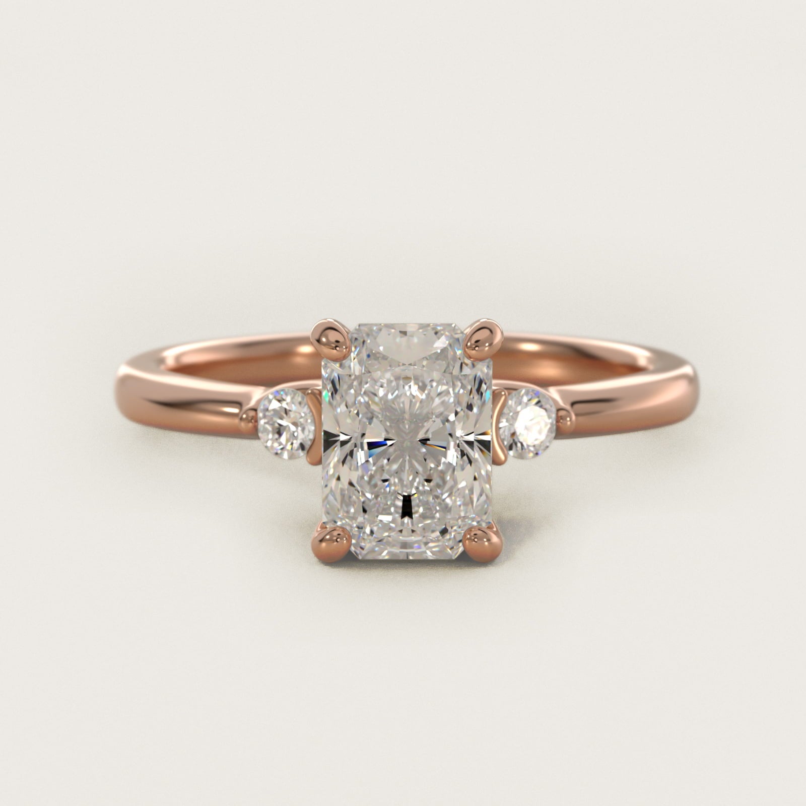 Dainty Diamond Engagement Ring in 14k Rose Gold (1/10 ct. tw.) - Radiant Center