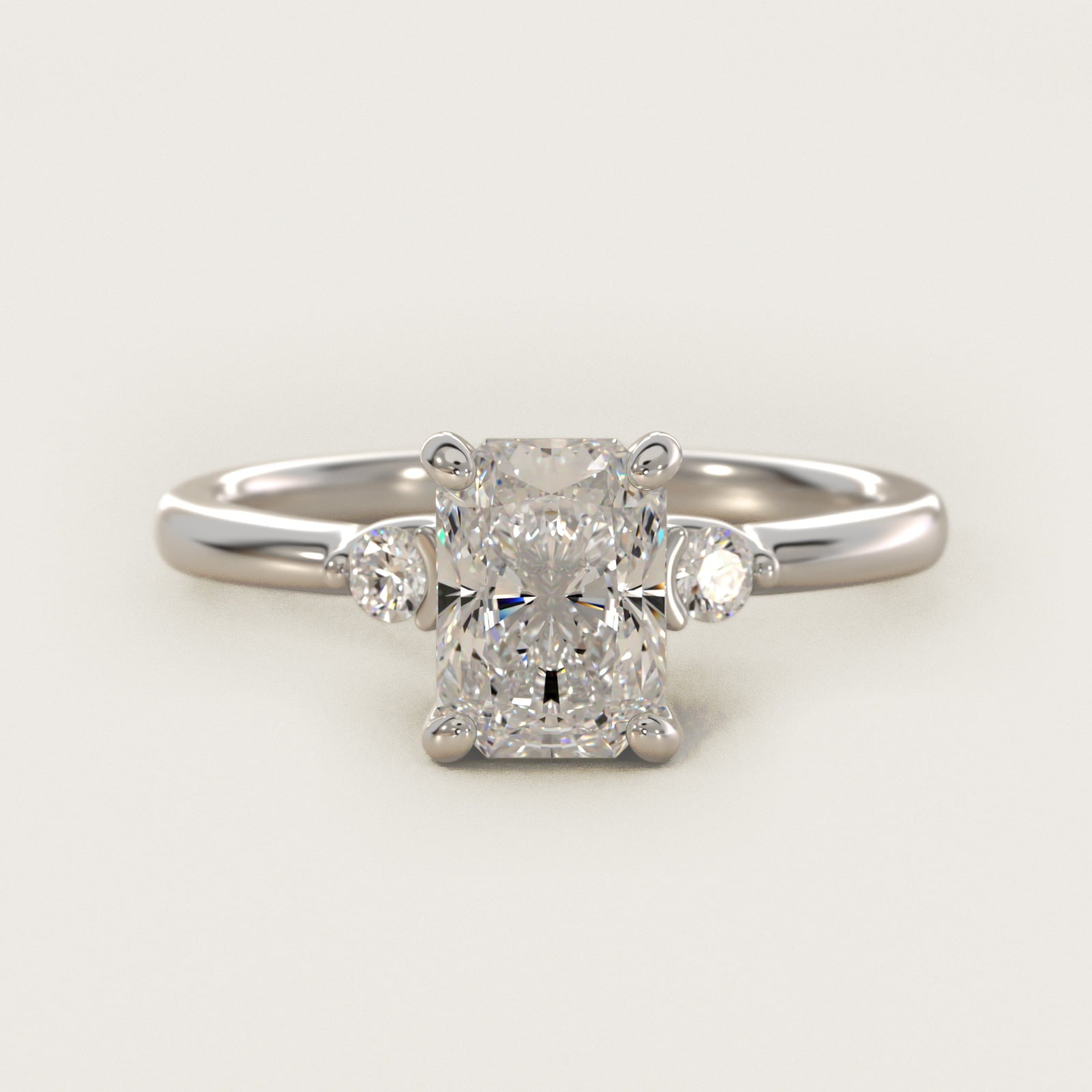 Dainty Diamond Engagement Ring in 14k White Gold (1/10 ct. tw.) - Radiant Center