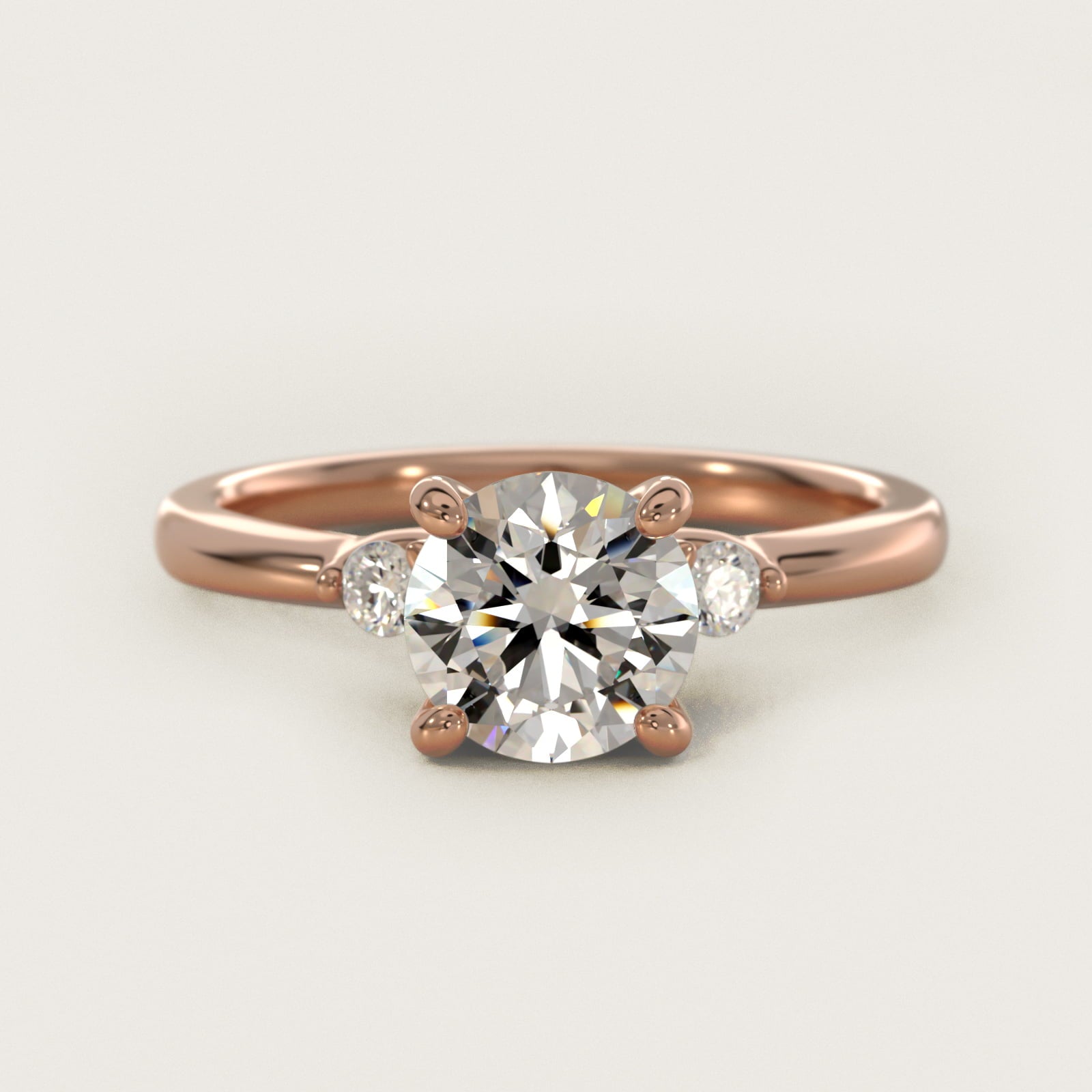 Dainty Diamond Engagement Ring in 18k Rose Gold (1/10 ct. tw.) - Round Center