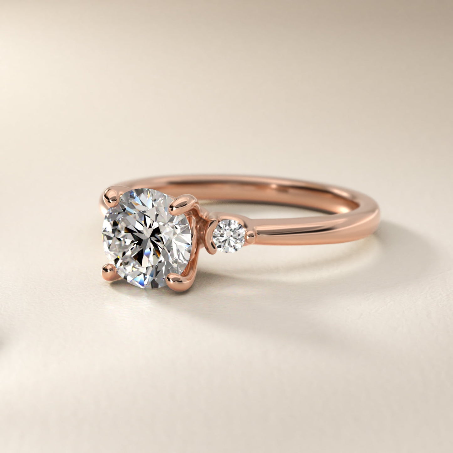 Dainty Diamond Engagement Ring in 18k Rose Gold (1/10 ct. tw.) - Round Center
