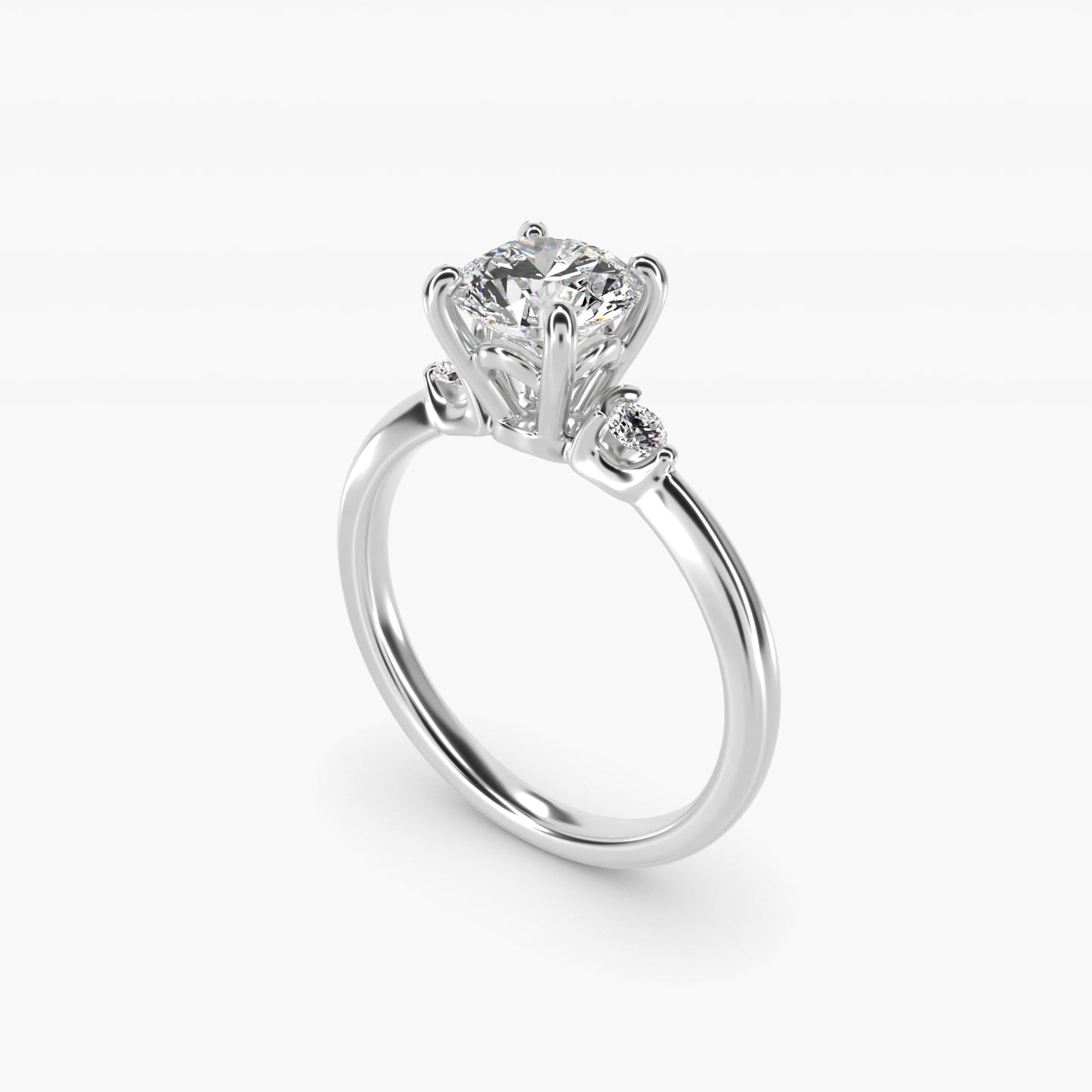 Dainty Diamond Engagement Ring in 18k White Gold (1/10 ct. tw.) - Round Center