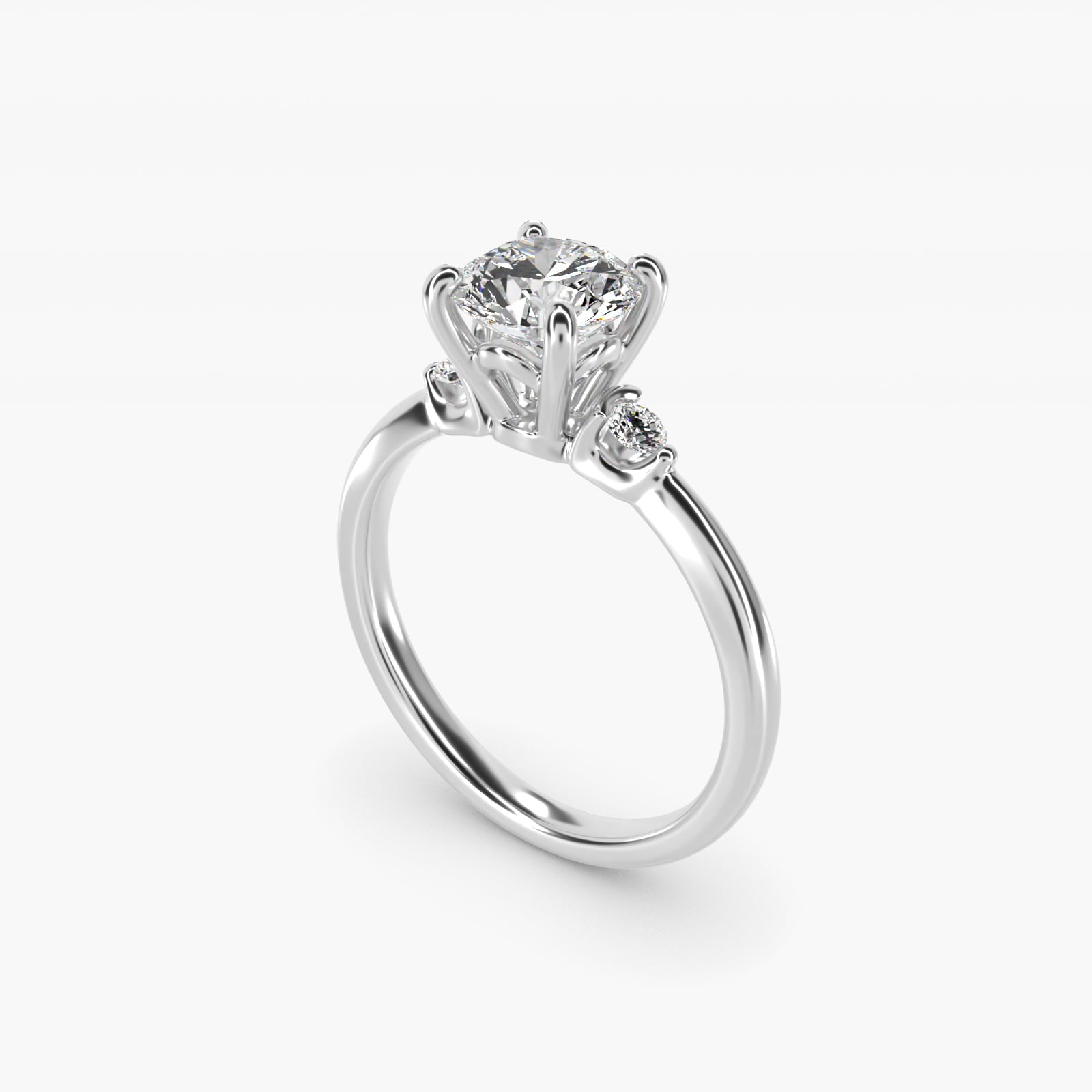 Dainty Diamond Engagement Ring in 18k White Gold (1/10 ct. tw.) - Round Center