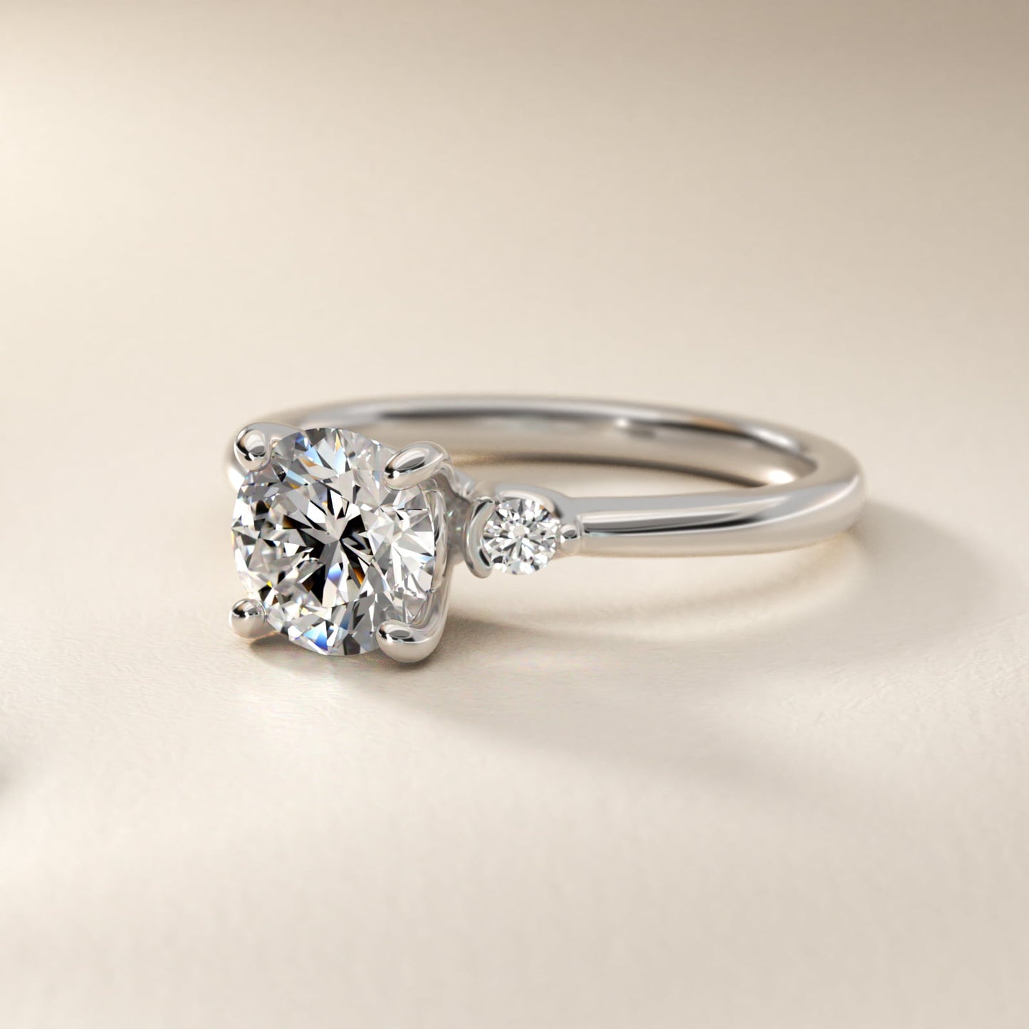 Dainty Diamond Engagement Ring in 18k White Gold (1/10 ct. tw.) - Round Center