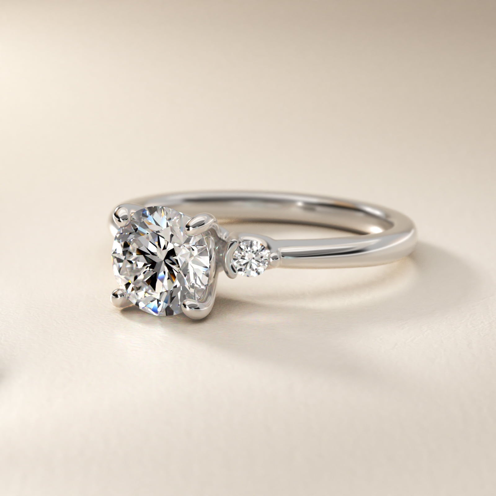 Dainty Diamond Engagement Ring in 18k White Gold (1/10 ct. tw.) - Round Center