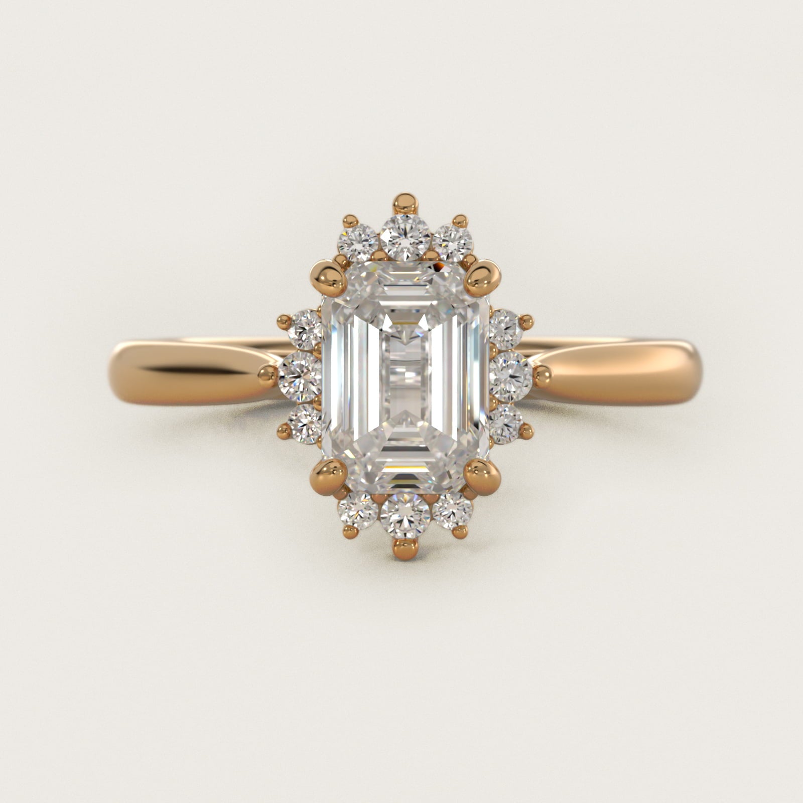 Delicate Ballerina Halo Diamond Engagement Ring in 14k Yellow Gold - Emerald Center