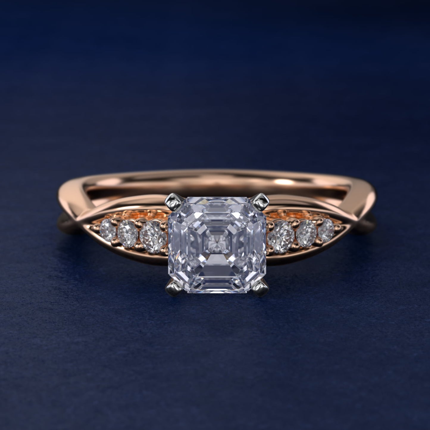 Delicate Twist Petite Diamond Engagement Ring in 18k Rose Gold (1/10 ct. tw.) - Asscher Center