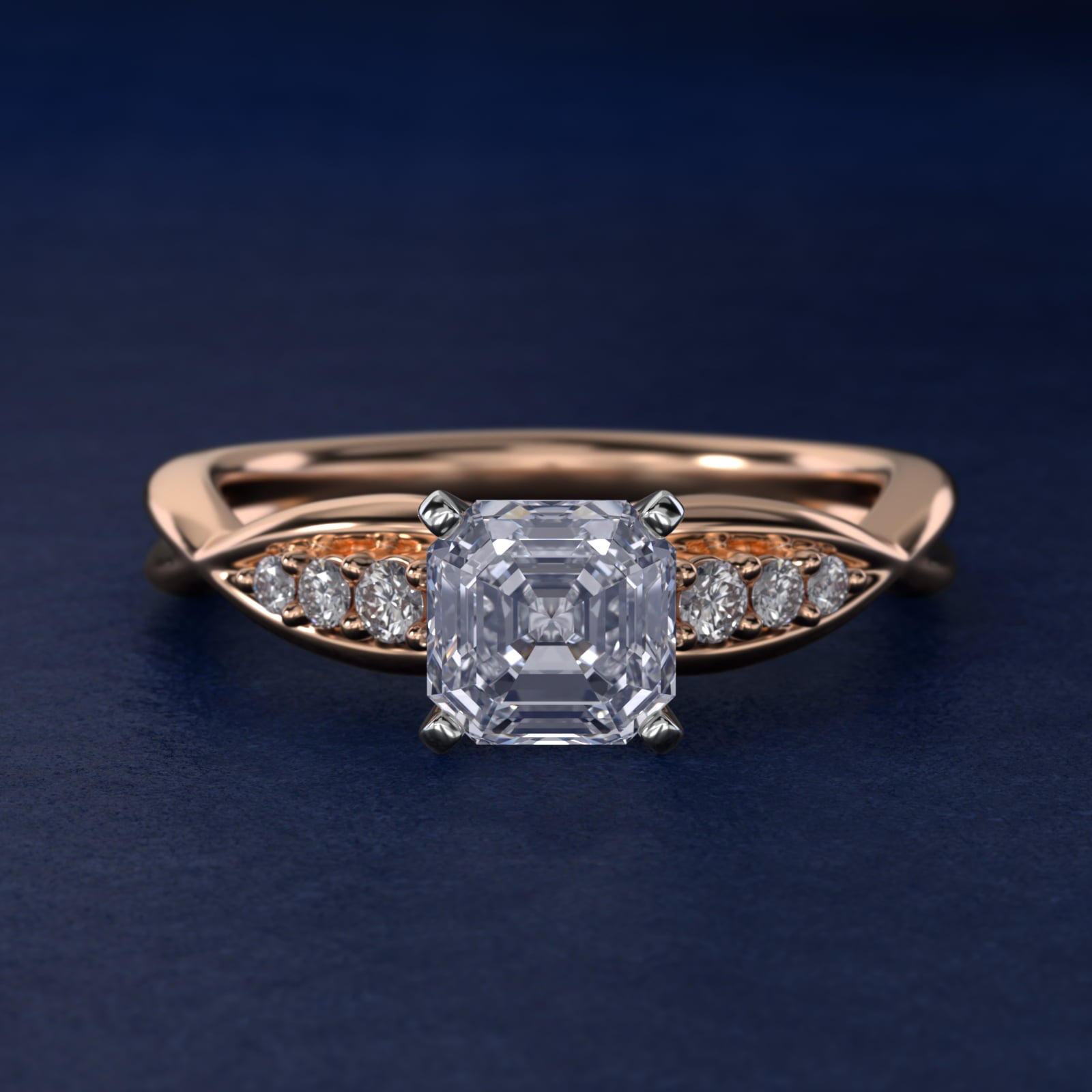 Delicate Twist Petite Diamond Engagement Ring in 18k Rose Gold (1/10 ct. tw.) - Asscher Center