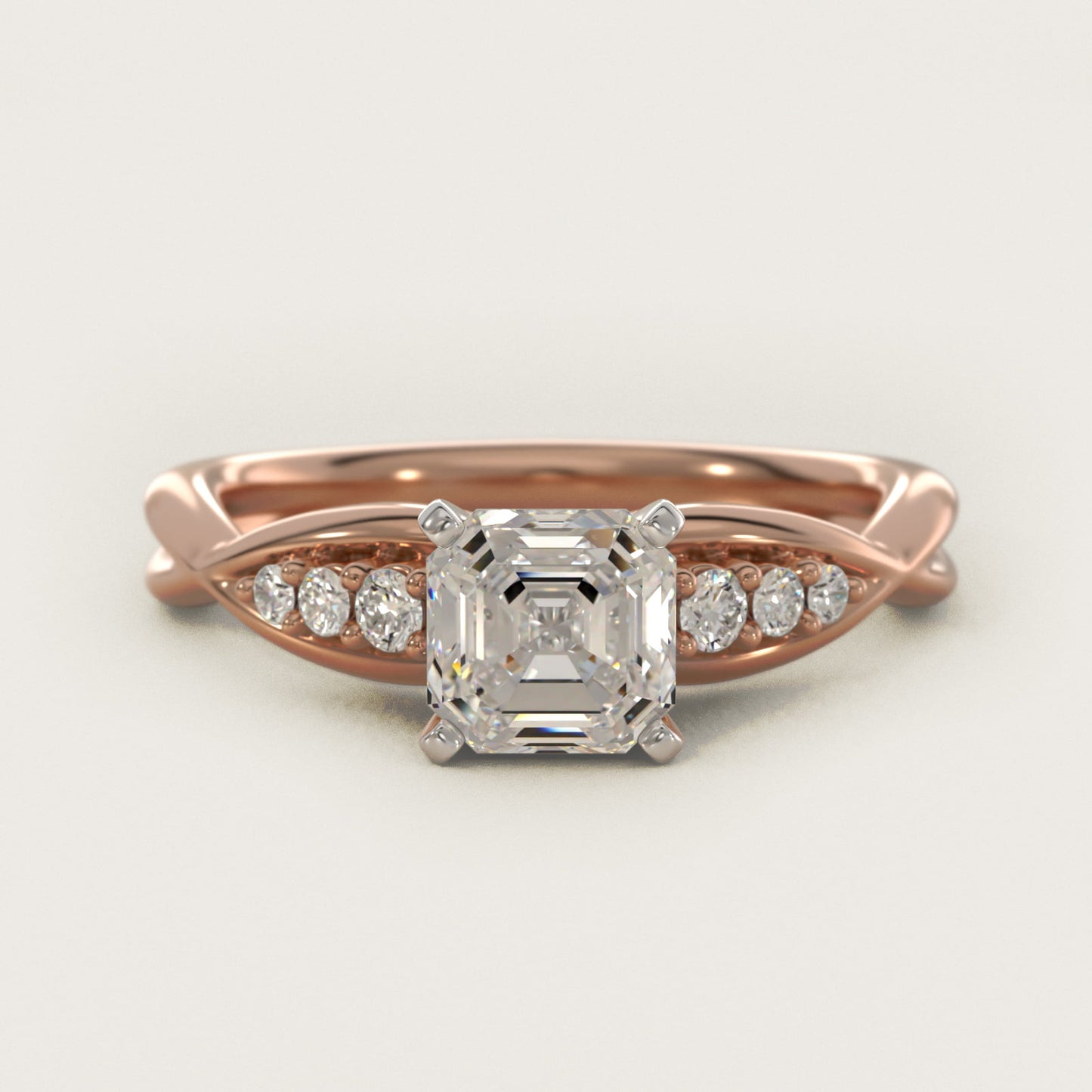 Delicate Twist Petite Diamond Engagement Ring in 18k Rose Gold (1/10 ct. tw.) - Asscher Center