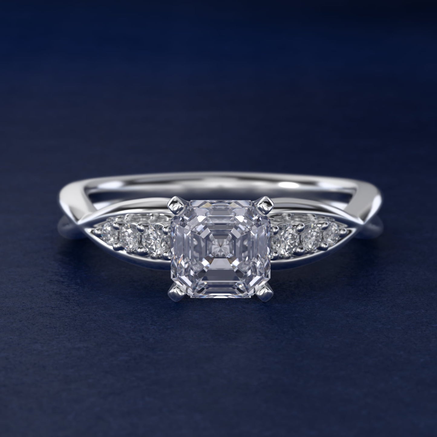 Delicate Twist Petite Diamond Engagement Ring in 14k White Gold (1/10 ct. tw.) - Asscher Center