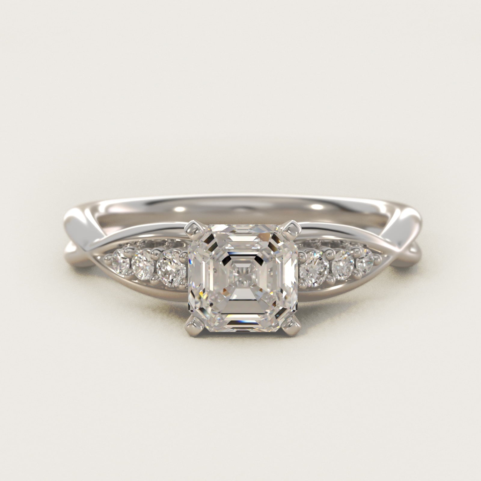 Delicate Twist Petite Diamond Engagement Ring in 18k White Gold (1/10 ct. tw.) - Asscher Center