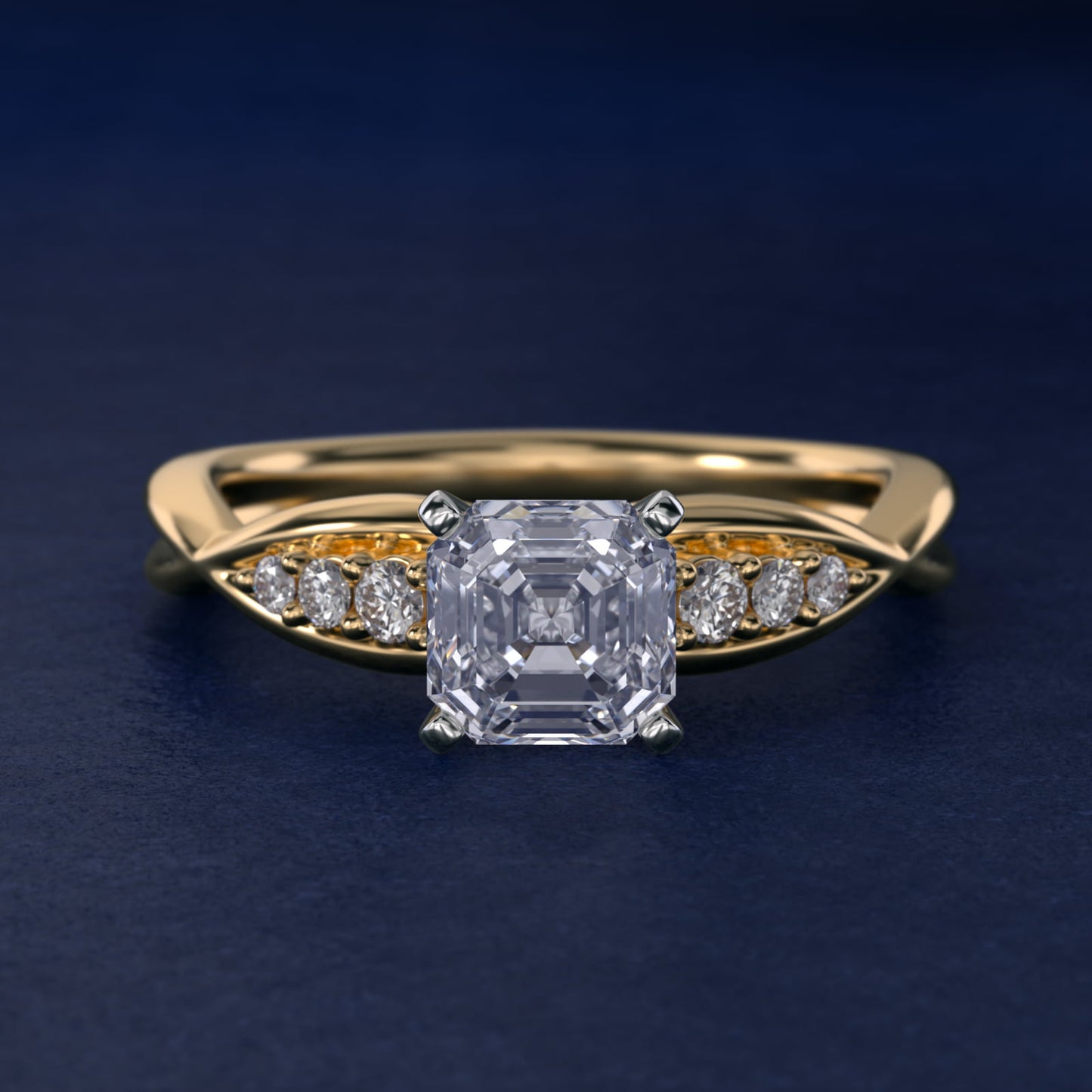 Delicate Twist Petite Diamond Engagement Ring in 18k Yellow Gold (1/10 ct. tw.) - Asscher Center