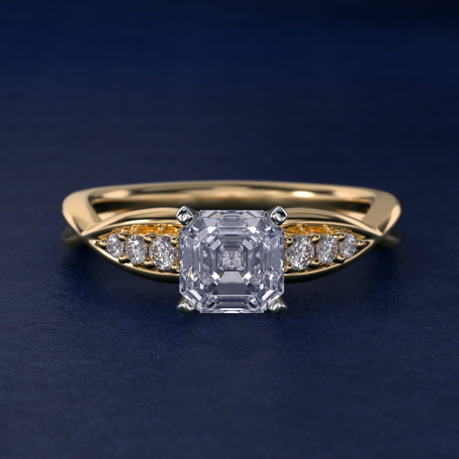 Delicate Twist Petite Diamond Engagement Ring in 18k Yellow Gold (1/10 ct. tw.) - Asscher Center