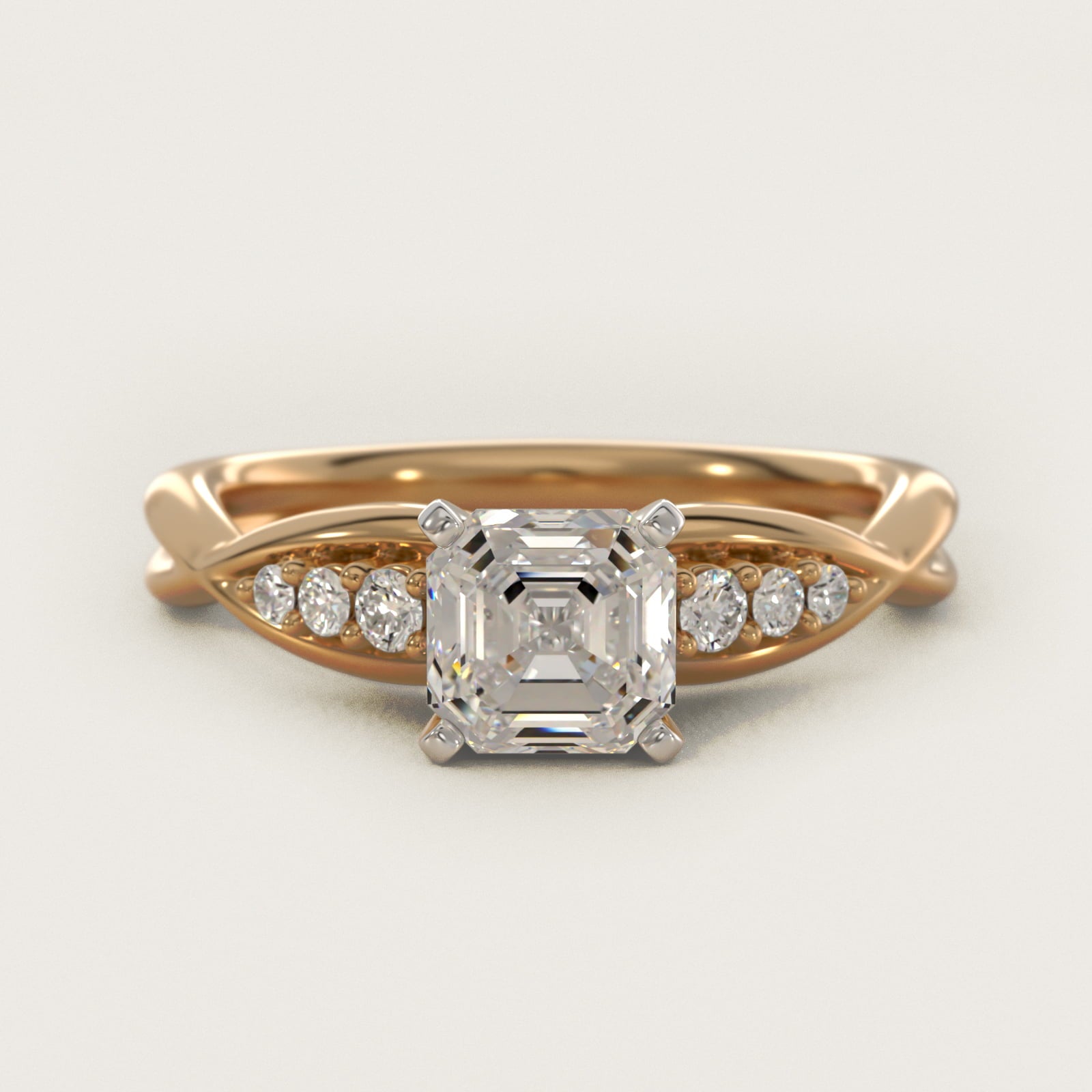 Delicate Twist Petite Diamond Engagement Ring in 18k Yellow Gold (1/10 ct. tw.) - Asscher Center
