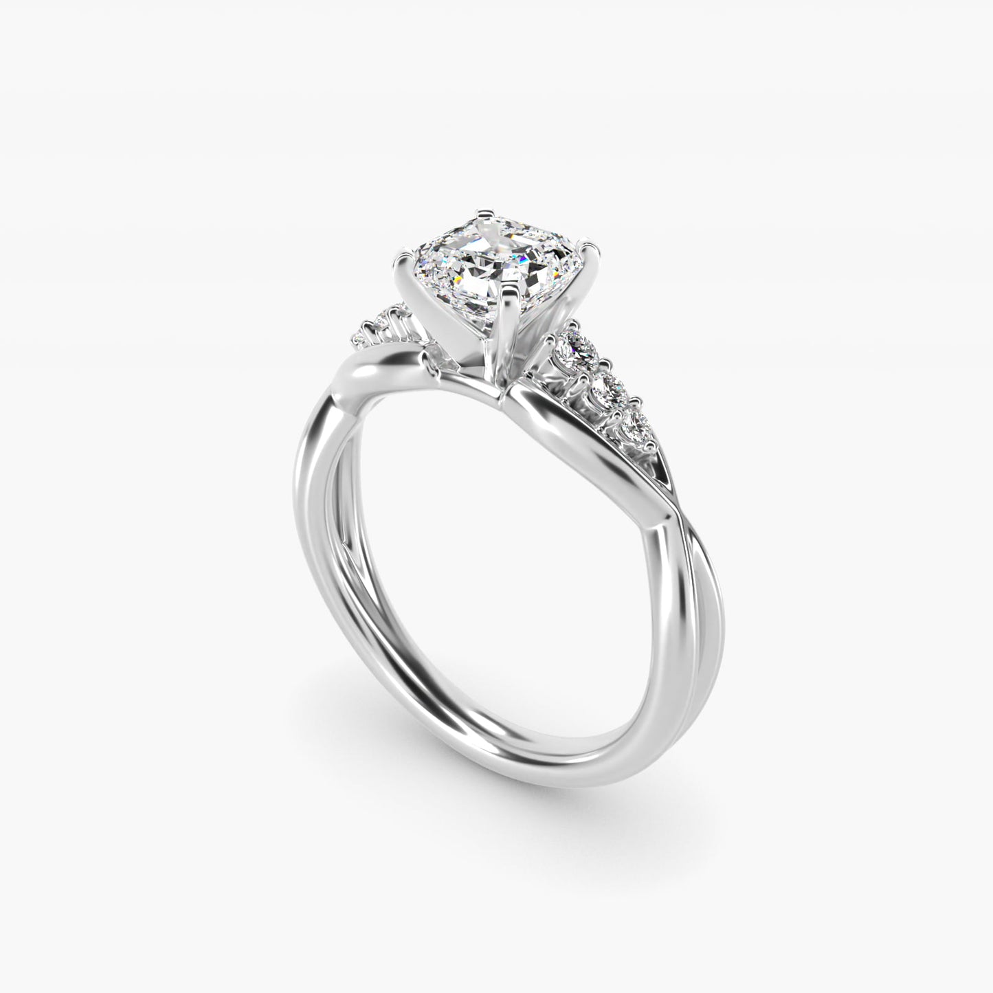 Delicate Twist Petite Diamond Engagement Ring in Platinum (1/10 ct. tw.) - Asscher Center