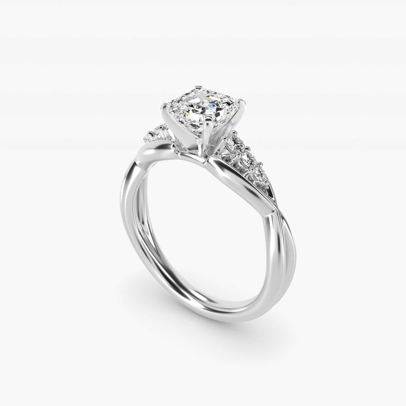 Delicate Twist Petite Diamond Engagement Ring in Platinum (1/10 ct. tw.) - Asscher Center