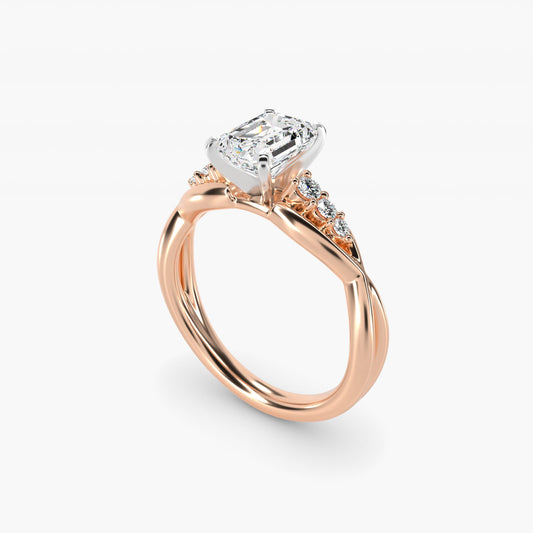 Delicate Twist Petite Diamond Engagement Ring in 14k Rose Gold (1/10 ct. tw.) - Emerald Center