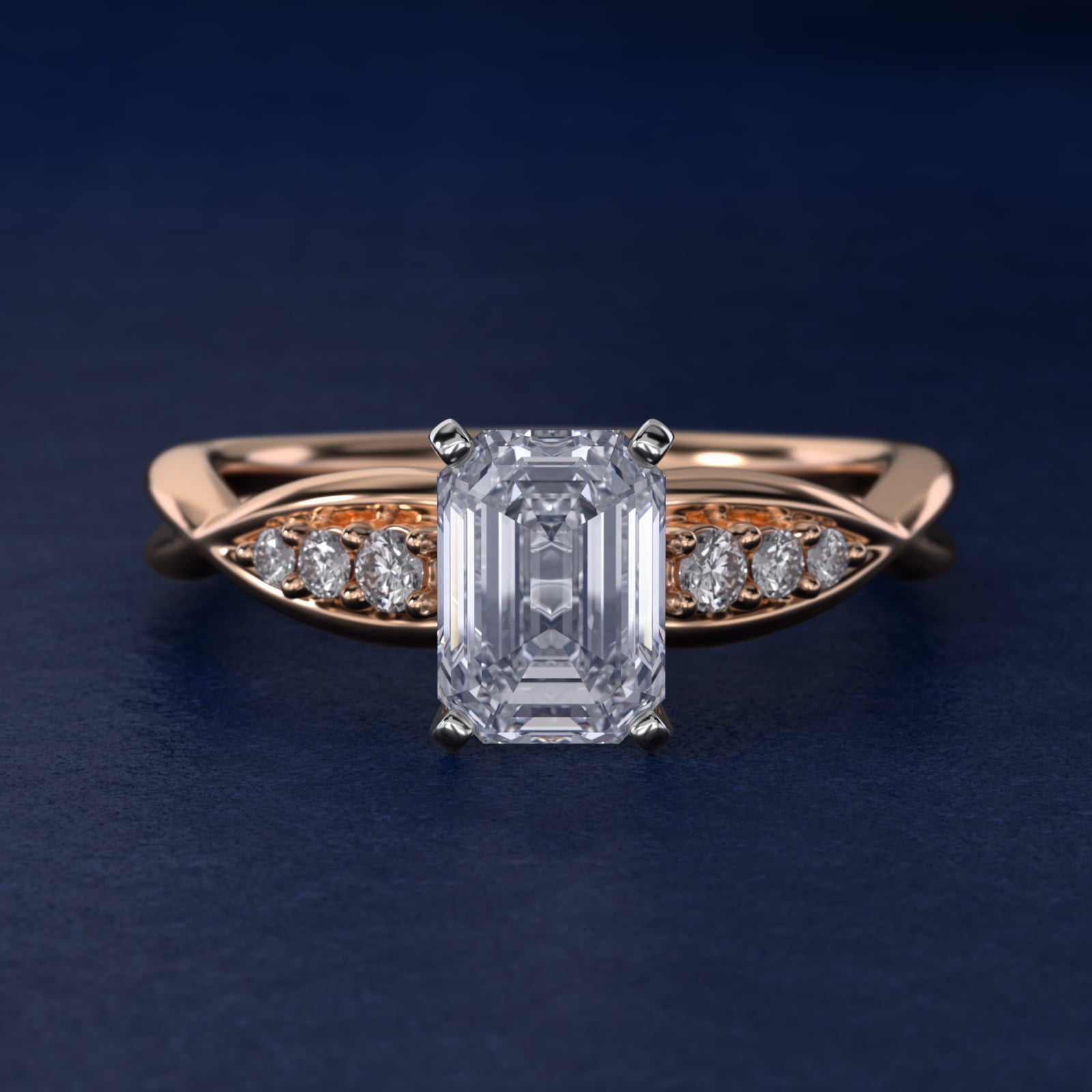 Delicate Twist Petite Diamond Engagement Ring in 18k Rose Gold (1/10 ct. tw.) - Emerald Center
