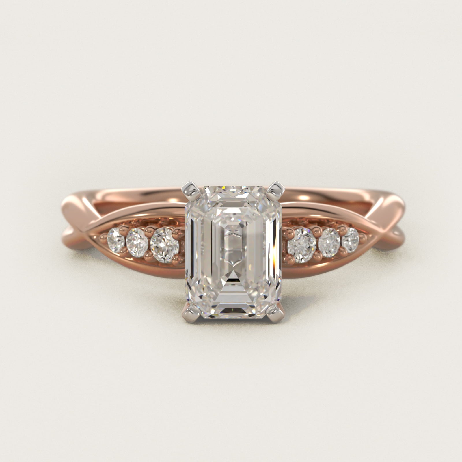 Delicate Twist Petite Diamond Engagement Ring in 14k Rose Gold (1/10 ct. tw.) - Emerald Center