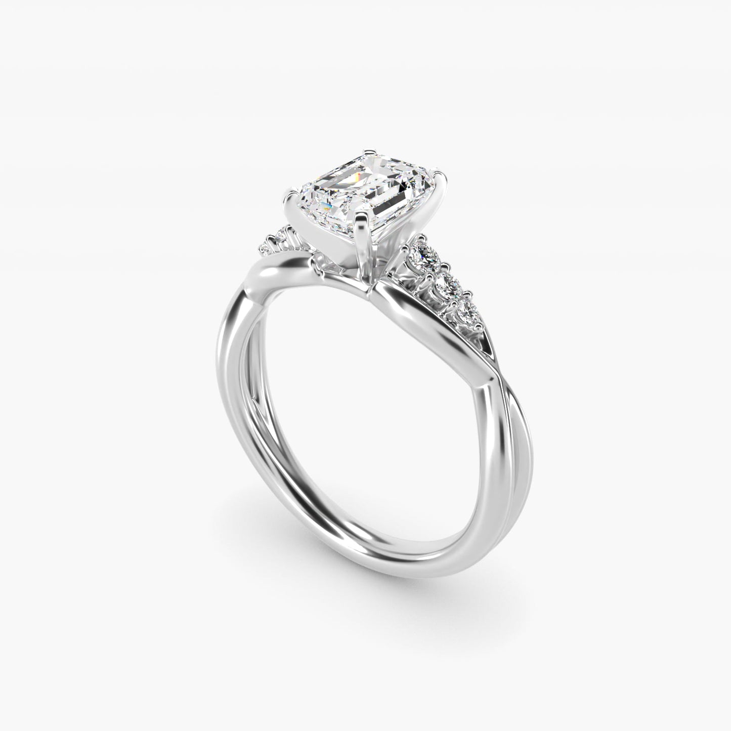 Delicate Twist Petite Diamond Engagement Ring in 14k White Gold (1/10 ct. tw.) - Emerald Center