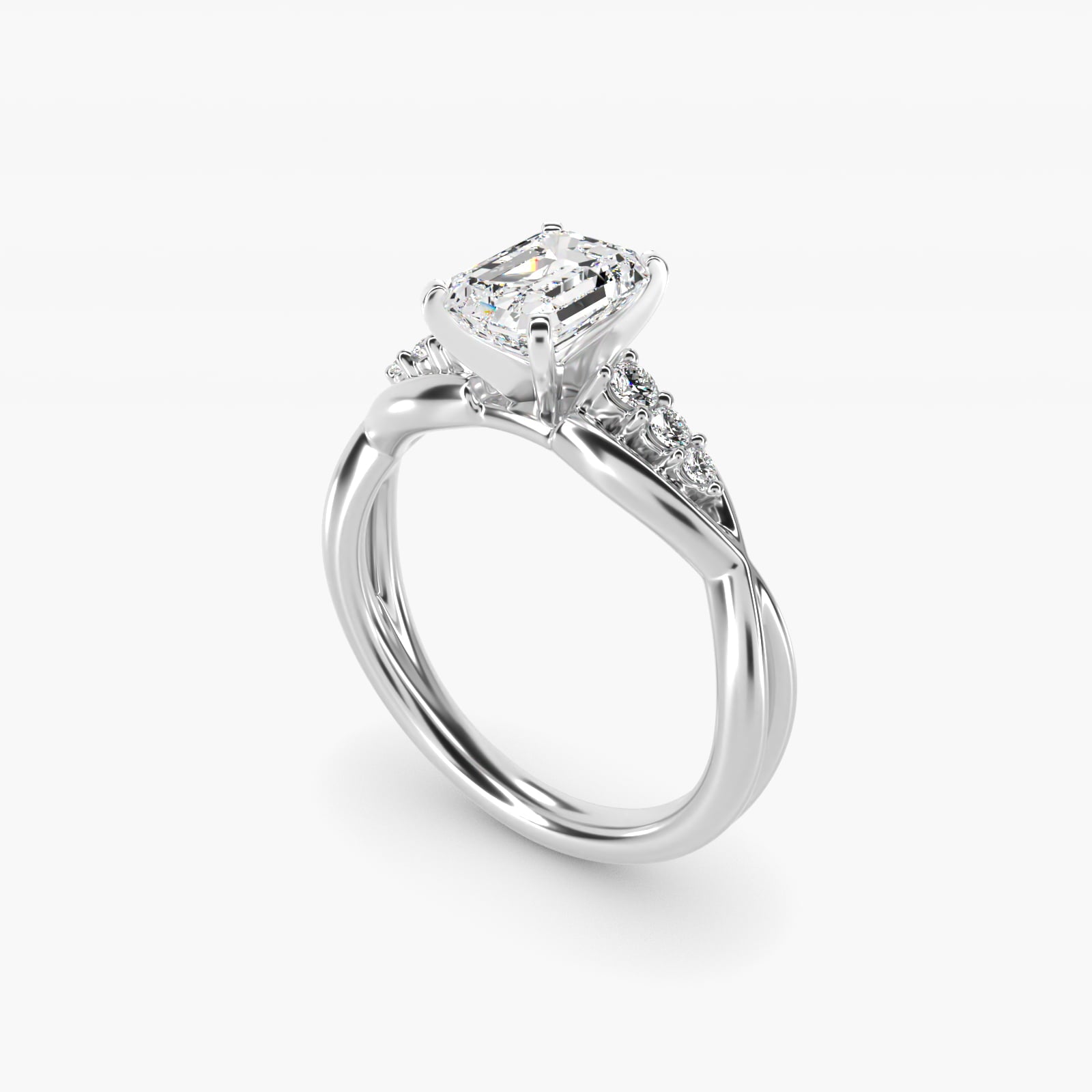 Delicate Twist Petite Diamond Engagement Ring in 14k White Gold (1/10 ct. tw.) - Emerald Center