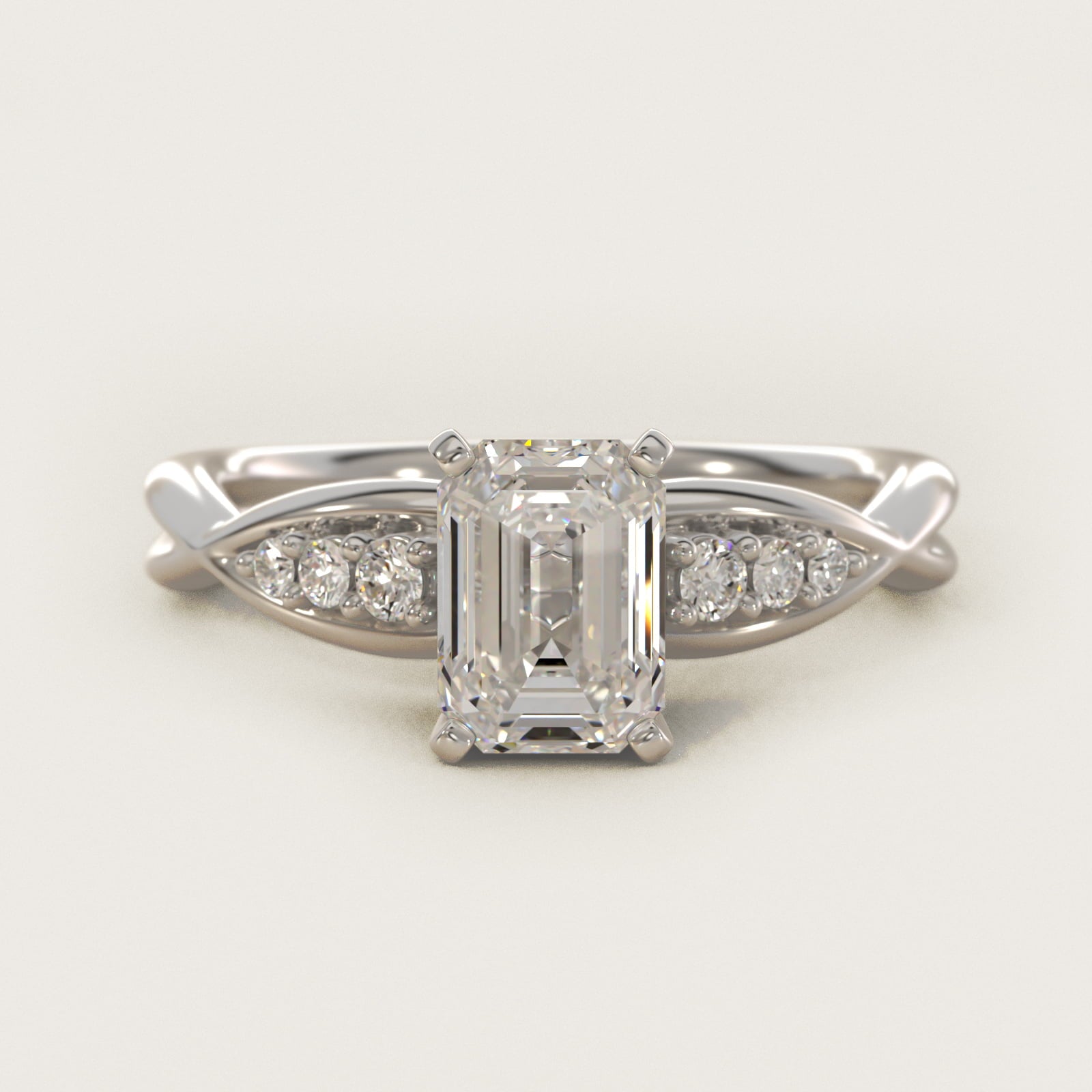 Delicate Twist Petite Diamond Engagement Ring in 14k White Gold (1/10 ct. tw.) - Emerald Center