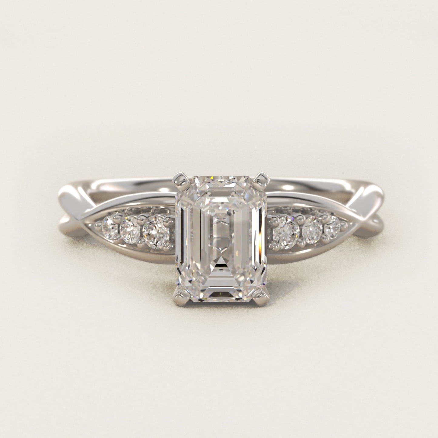 Delicate Twist Petite Diamond Engagement Ring in 18k White Gold (1/10 ct. tw.) - Emerald Center