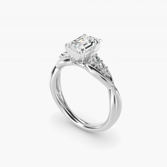 Delicate Twist Petite Diamond Engagement Ring in Platinum (1/10 ct. tw.) - Emerald Center
