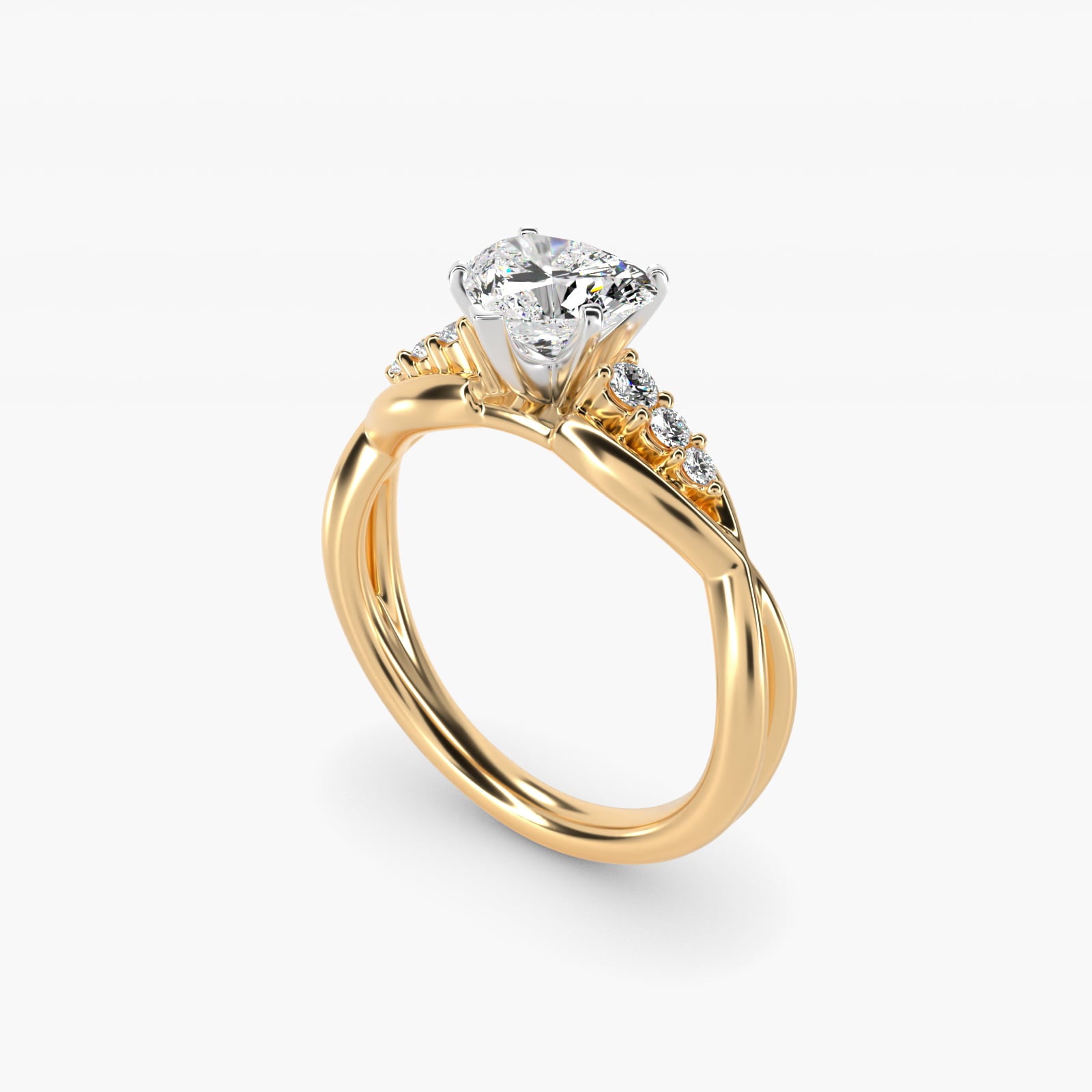 Delicate Twist Petite Diamond Engagement Ring in 14k Yellow Gold (1/10 ct. tw.) - Heart Center