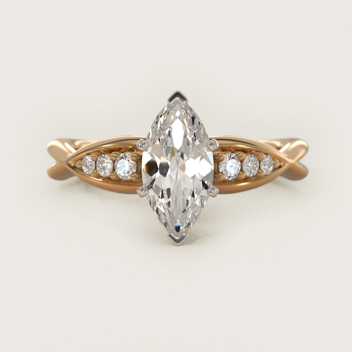 Delicate Twist Petite Diamond Engagement Ring in 14k Yellow Gold (1/10 ct. tw.) - Marquise Center