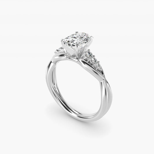 Delicate Twist Petite Diamond Engagement Ring in 18k White Gold (1/10 ct. tw.) - Oval Center