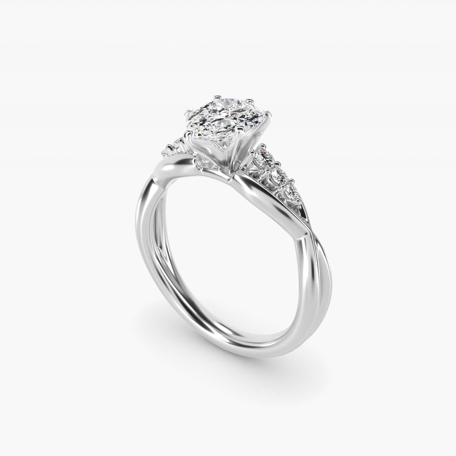Delicate Twist Petite Diamond Engagement Ring in Platinum (1/10 ct. tw.) - Pear Center