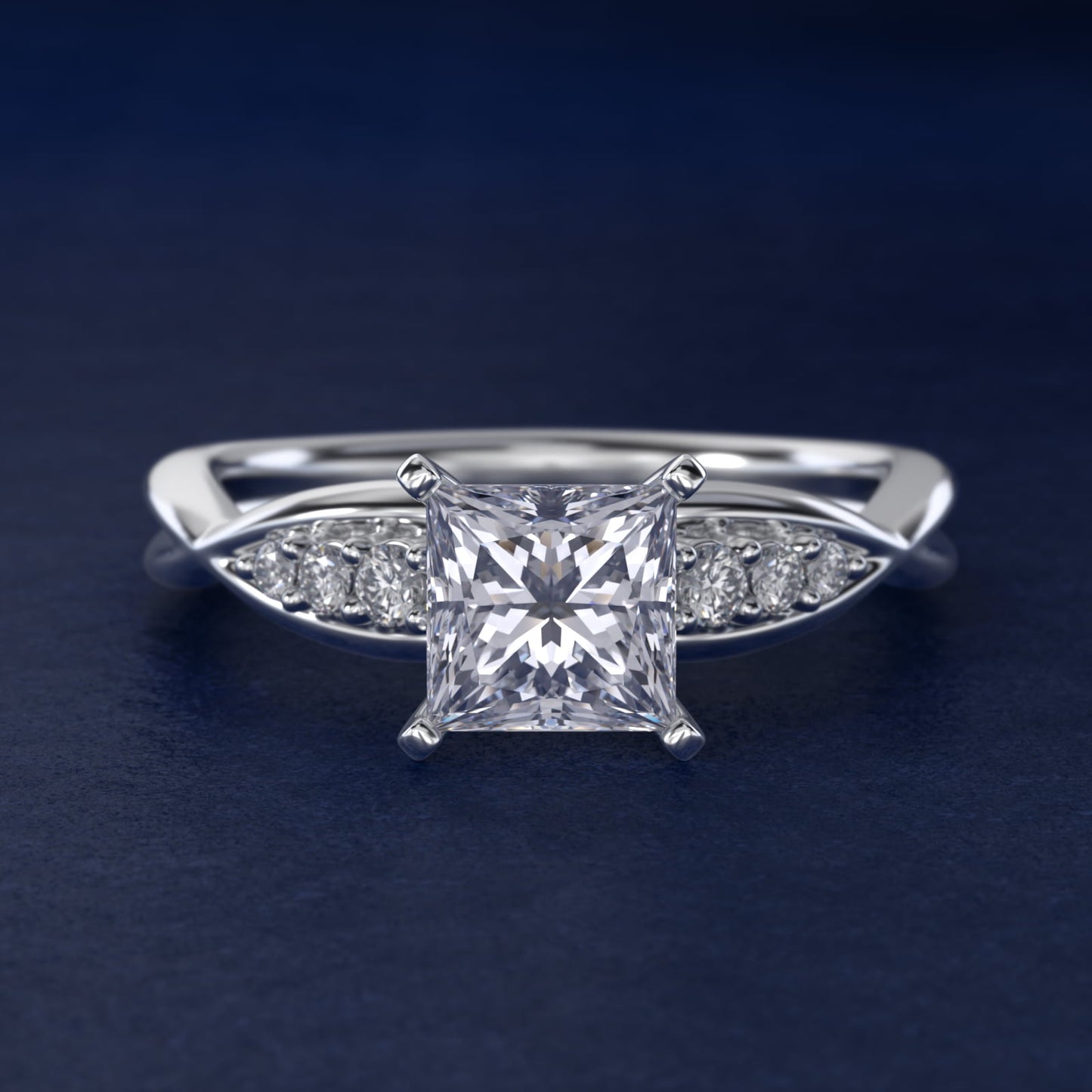 Delicate Twist Petite Diamond Engagement Ring in 18k White Gold (1/10 ct. tw.) - Princess Center