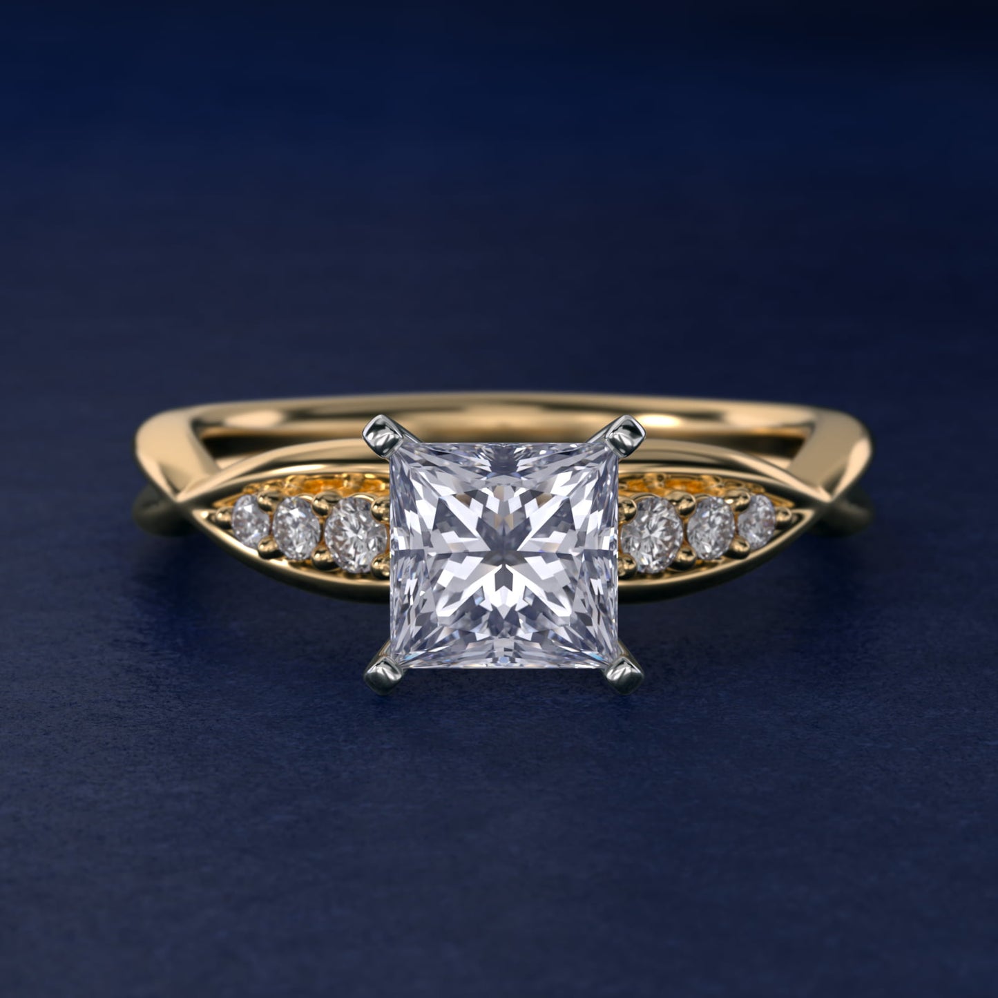 Delicate Twist Petite Diamond Engagement Ring in 18k Yellow Gold (1/10 ct. tw.) - Princess Center