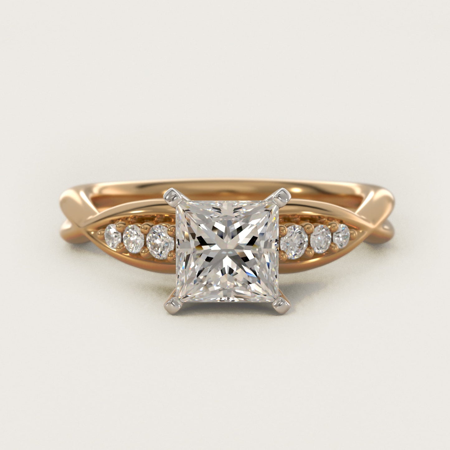Delicate Twist Petite Diamond Engagement Ring in 14k Yellow Gold (1/10 ct. tw.) - Princess Center